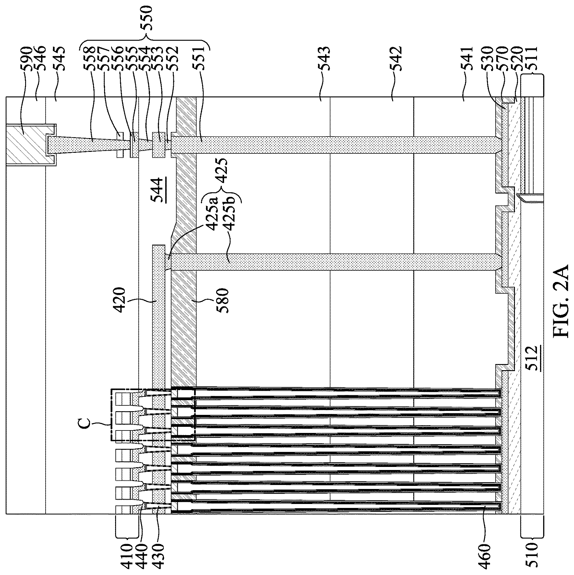 Patent US12610531 Figure 4 – Semiconductor device having trench capacitors formed on channel structures and methods for manufacturing the same