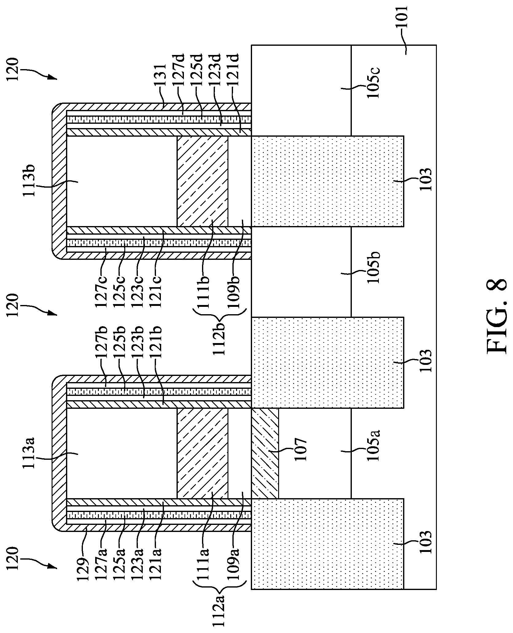 Patent US12610534 Figure 8 – Memory device with air gap and method for preparing the same