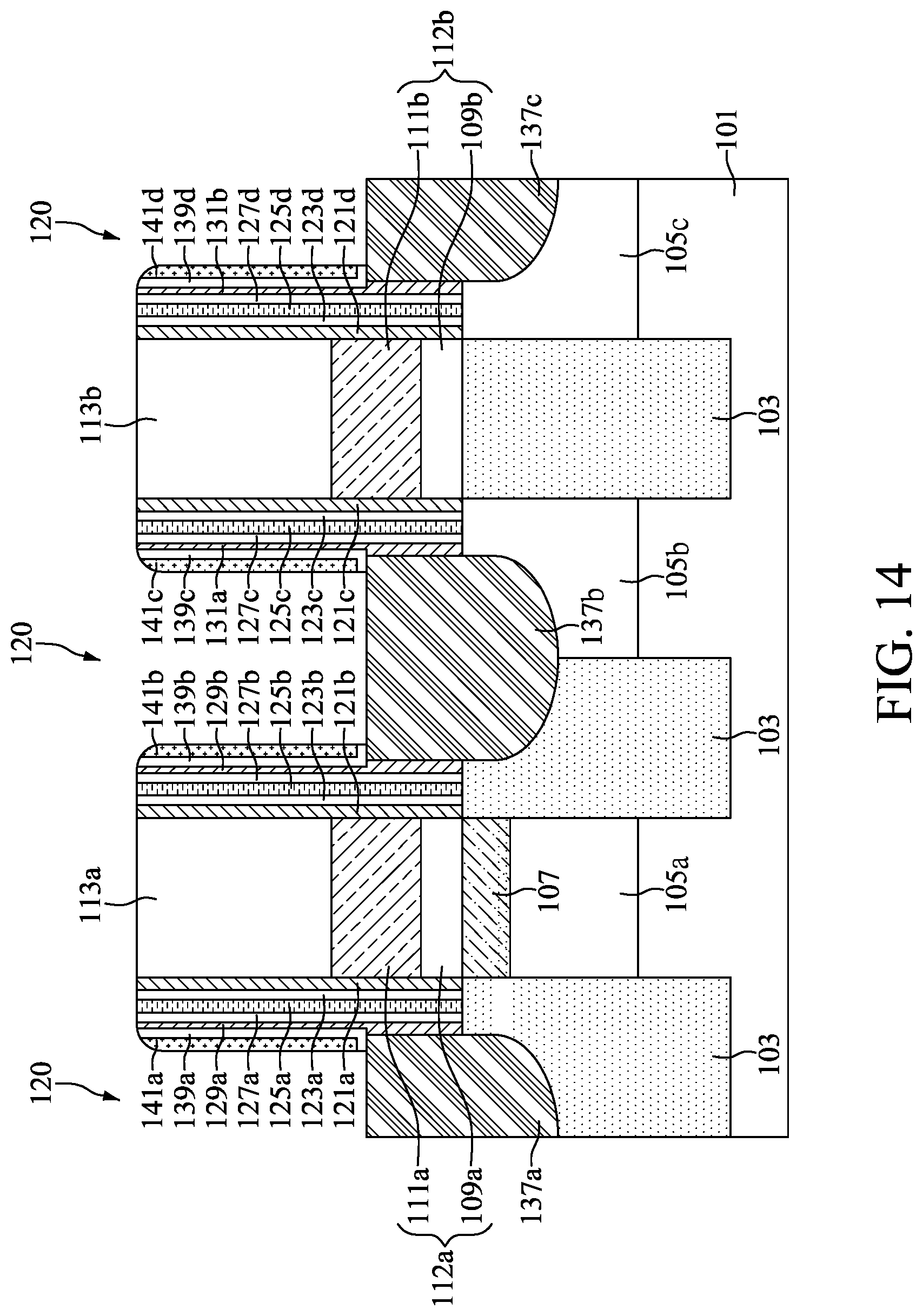 Patent US12610534 Figure 14 – Memory device with air gap and method for preparing the same