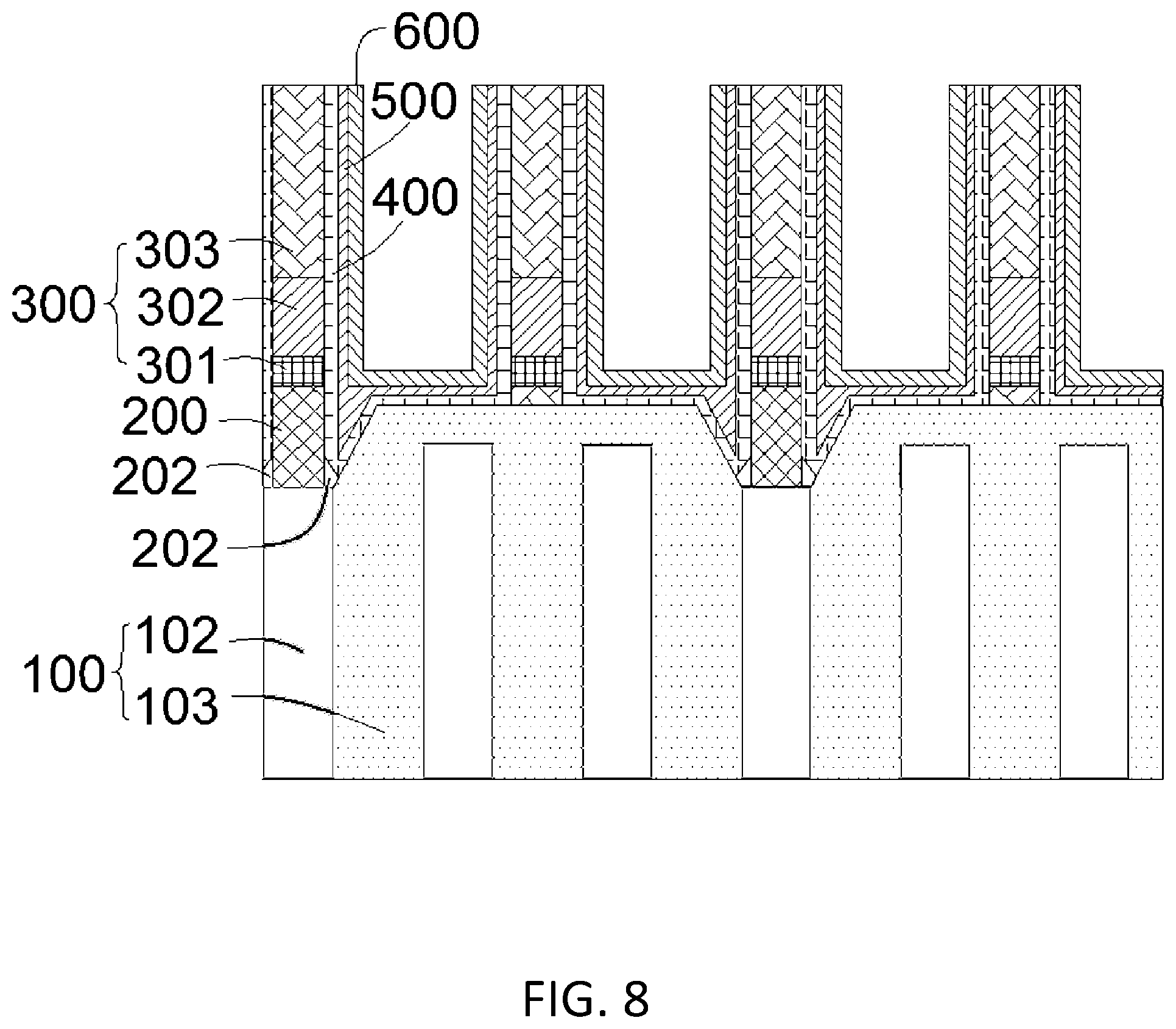 Patent US12610536 Figure 8 – Semiconductor structure and fabrication method