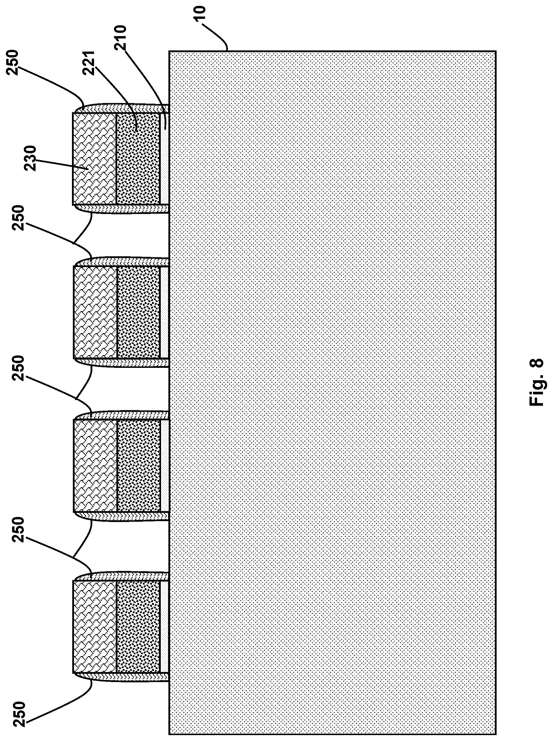 Patent US12610543 Figure 8 – Self-aligned floating gate formation in nonvolatile memory device fabrication