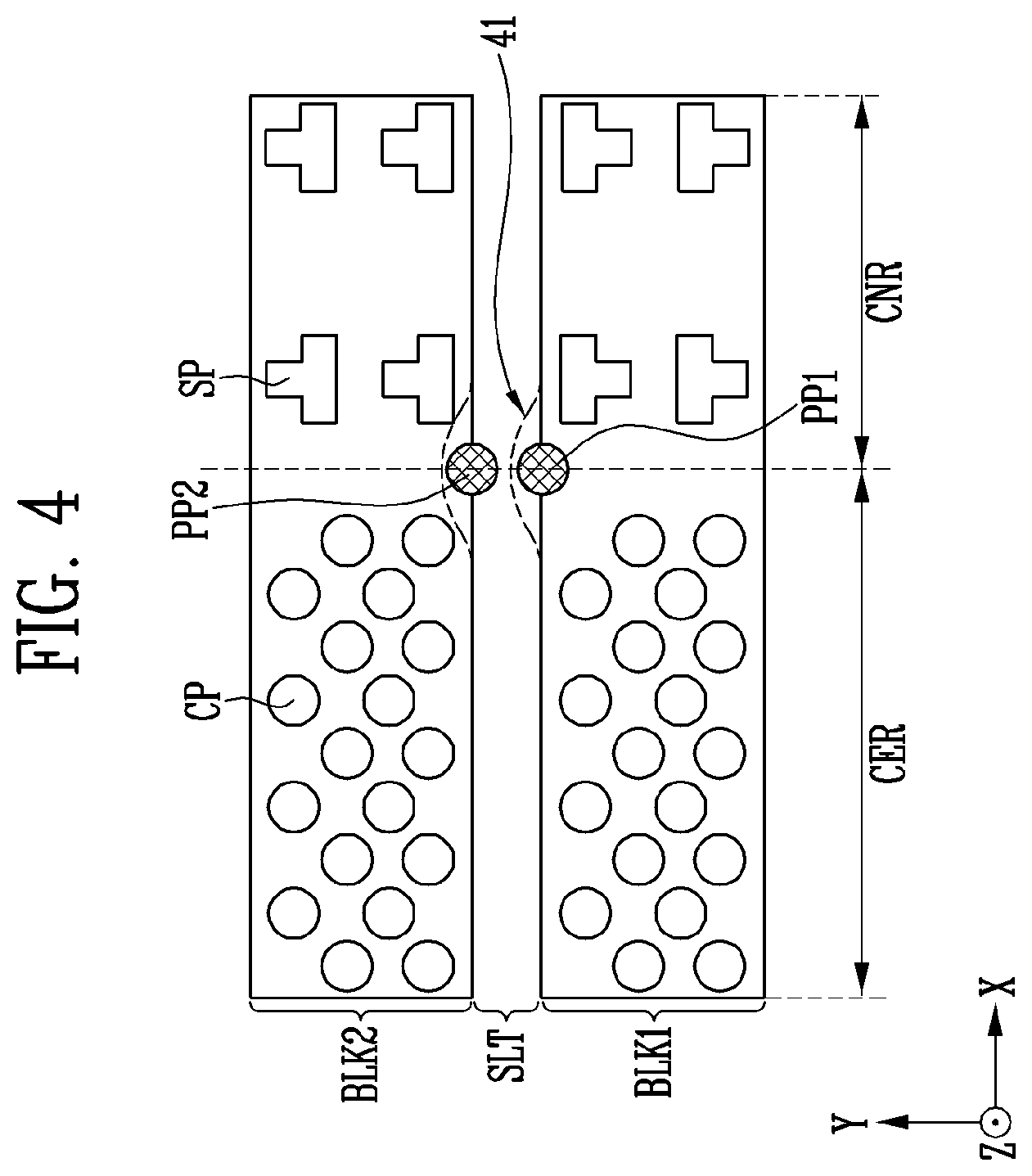 Patent US12610550 Figure 4 – Memory device with defect-free slits