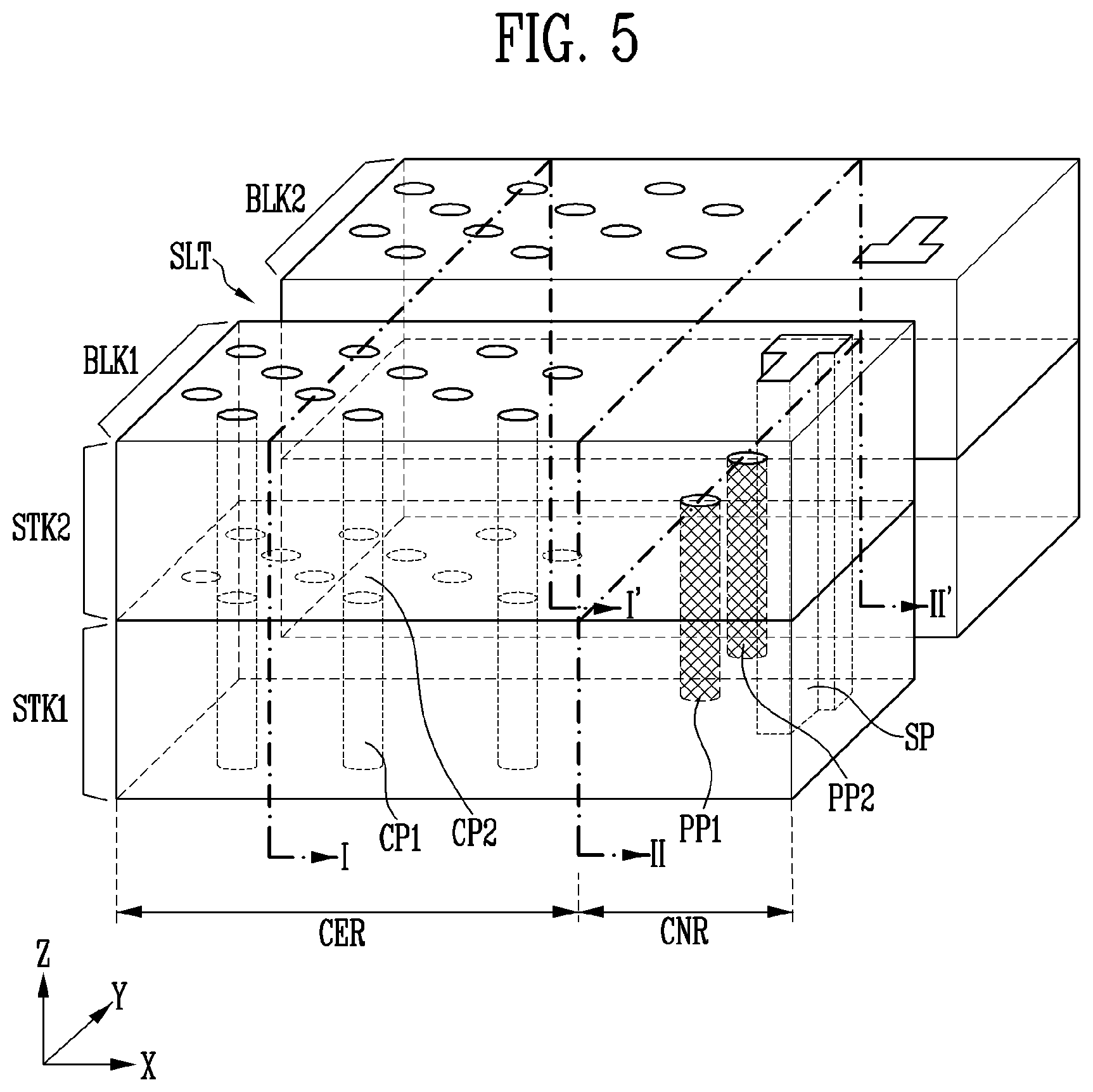 Patent US12610550 Figure 5 – Memory device with defect-free slits