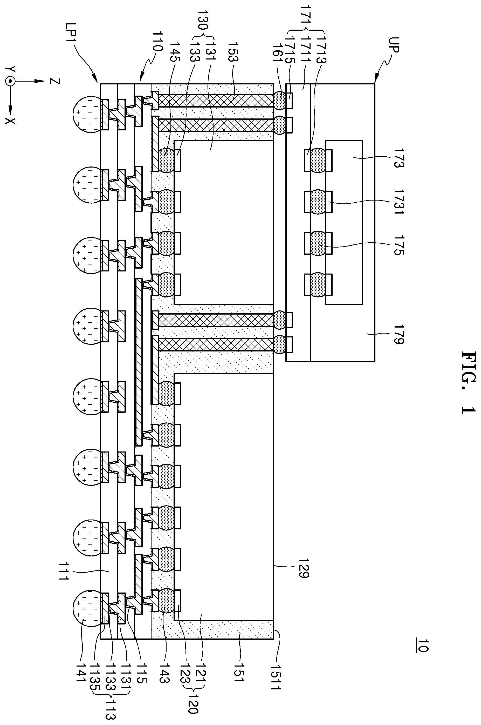 Patent US12610560 Figure 1 – Semiconductor package