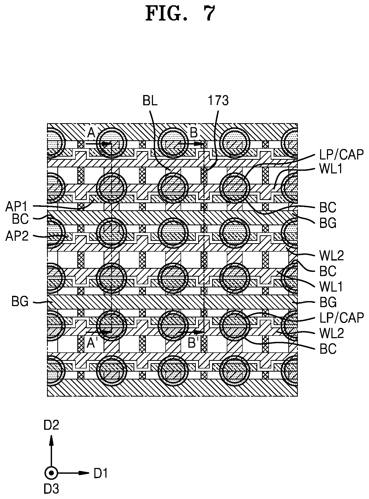 Patent US12610561 Figure 7 – Method for fabricating a semiconductor device having back gate electrodes, active layers, and data lines