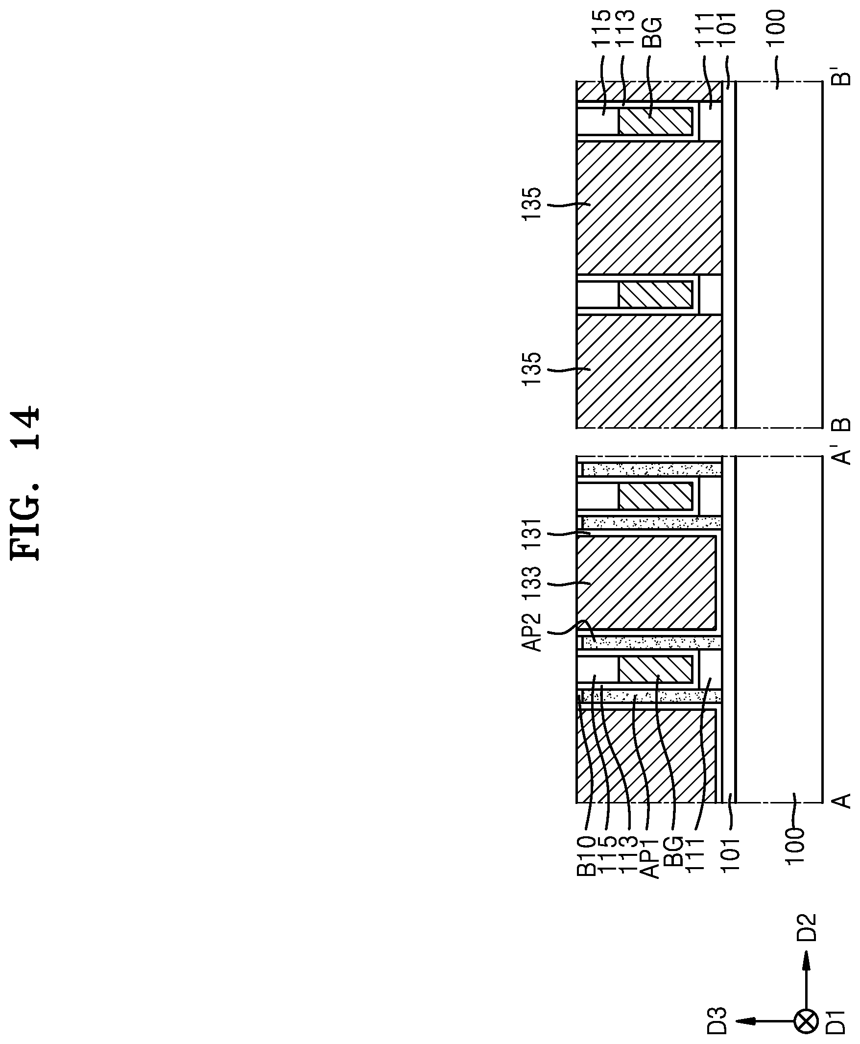 Patent US12610561 Figure 14 – Method for fabricating a semiconductor device having back gate electrodes, active layers, and data lines