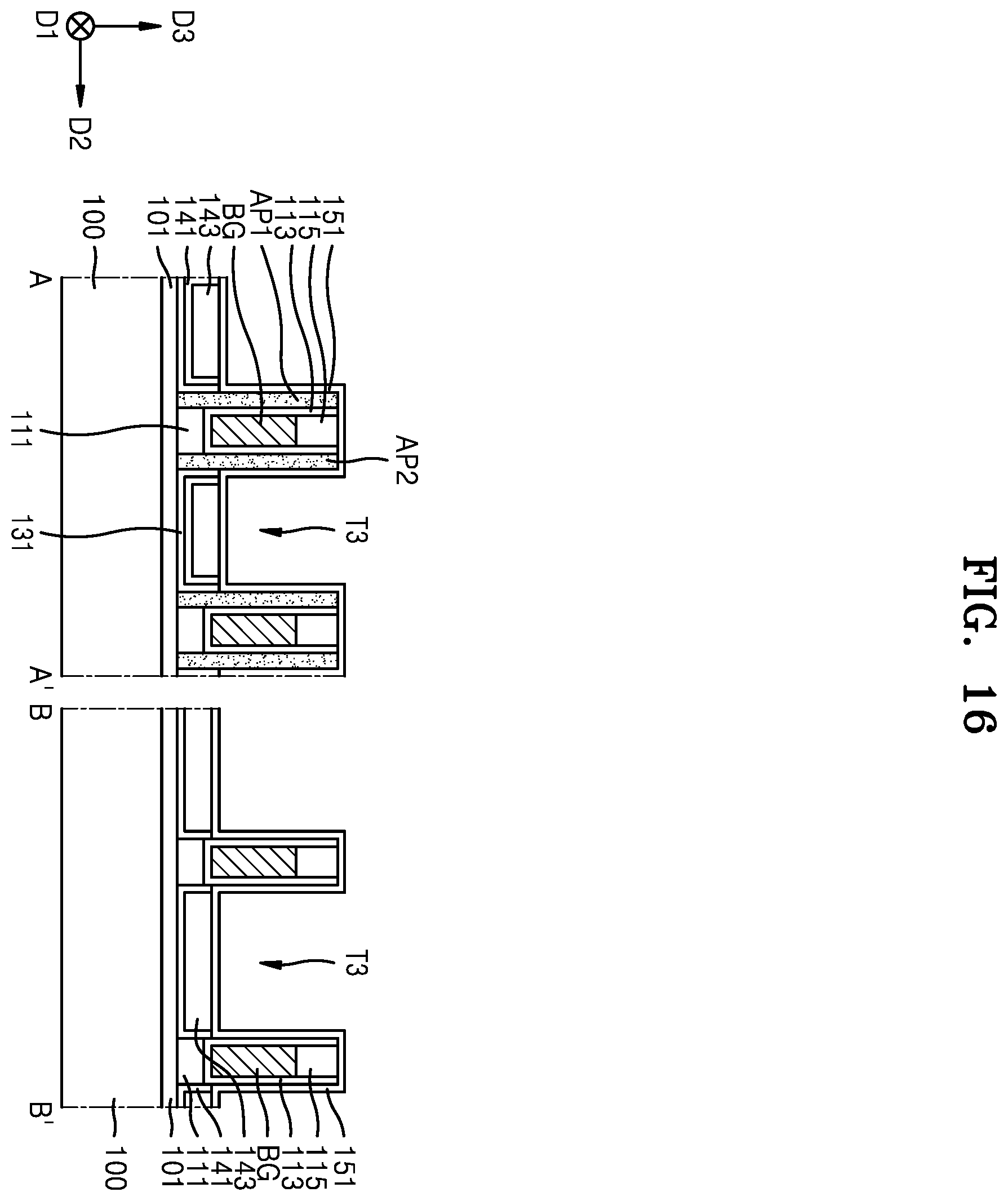 Patent US12610561 Figure 16 – Method for fabricating a semiconductor device having back gate electrodes, active layers, and data lines