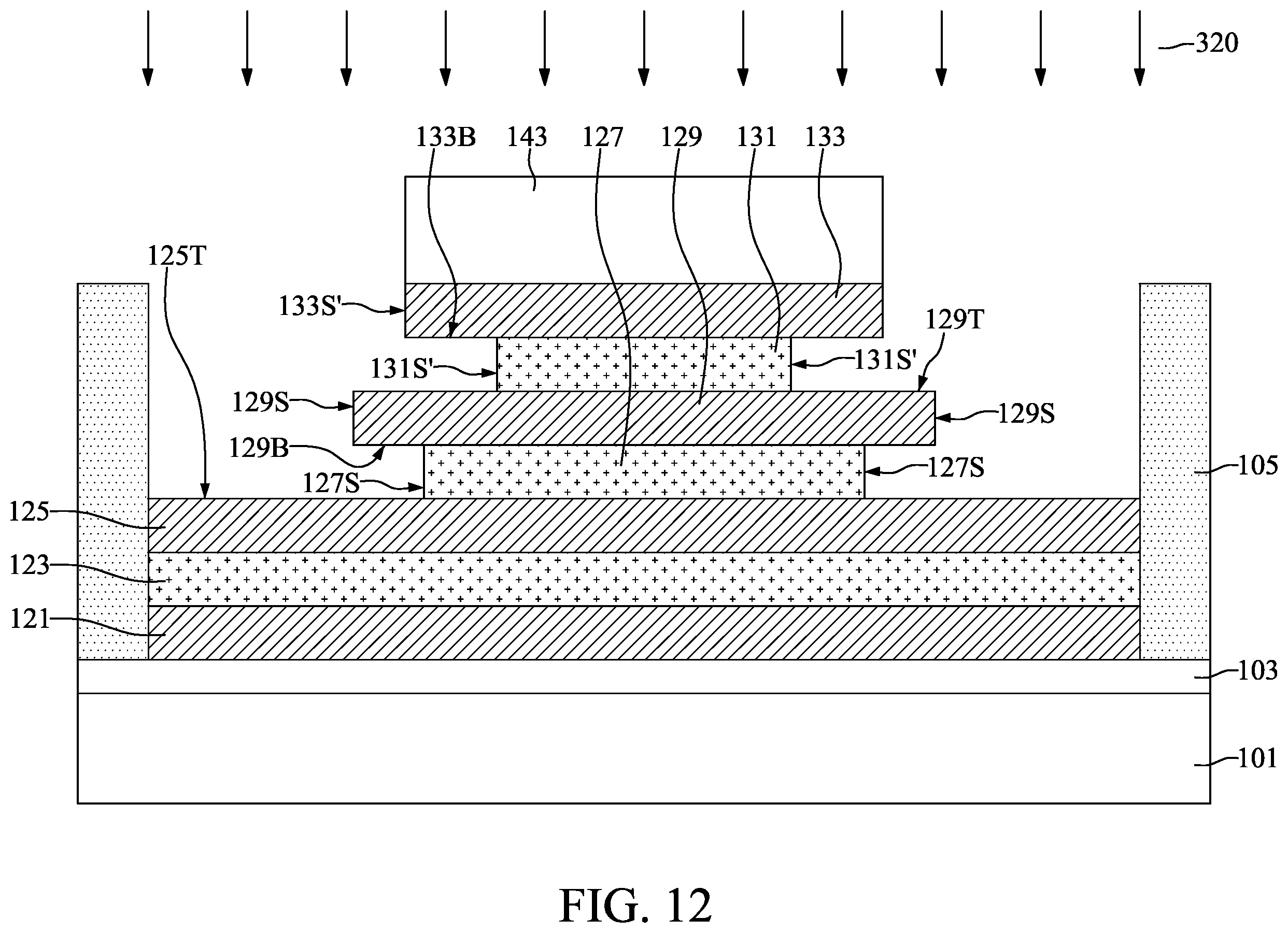 Patent US12610568 Figure 12 – Semiconductor device with electrode having step-shaped sidewall and method for preparing the same