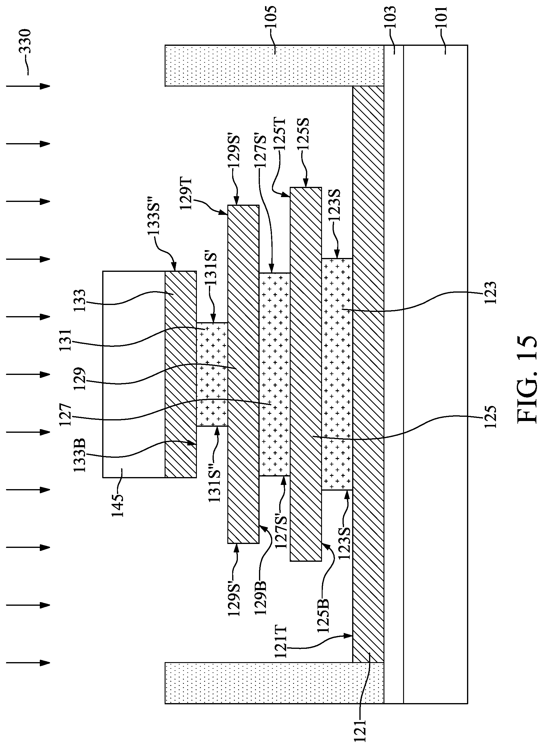Patent US12610568 Figure 15 – Semiconductor device with electrode having step-shaped sidewall and method for preparing the same