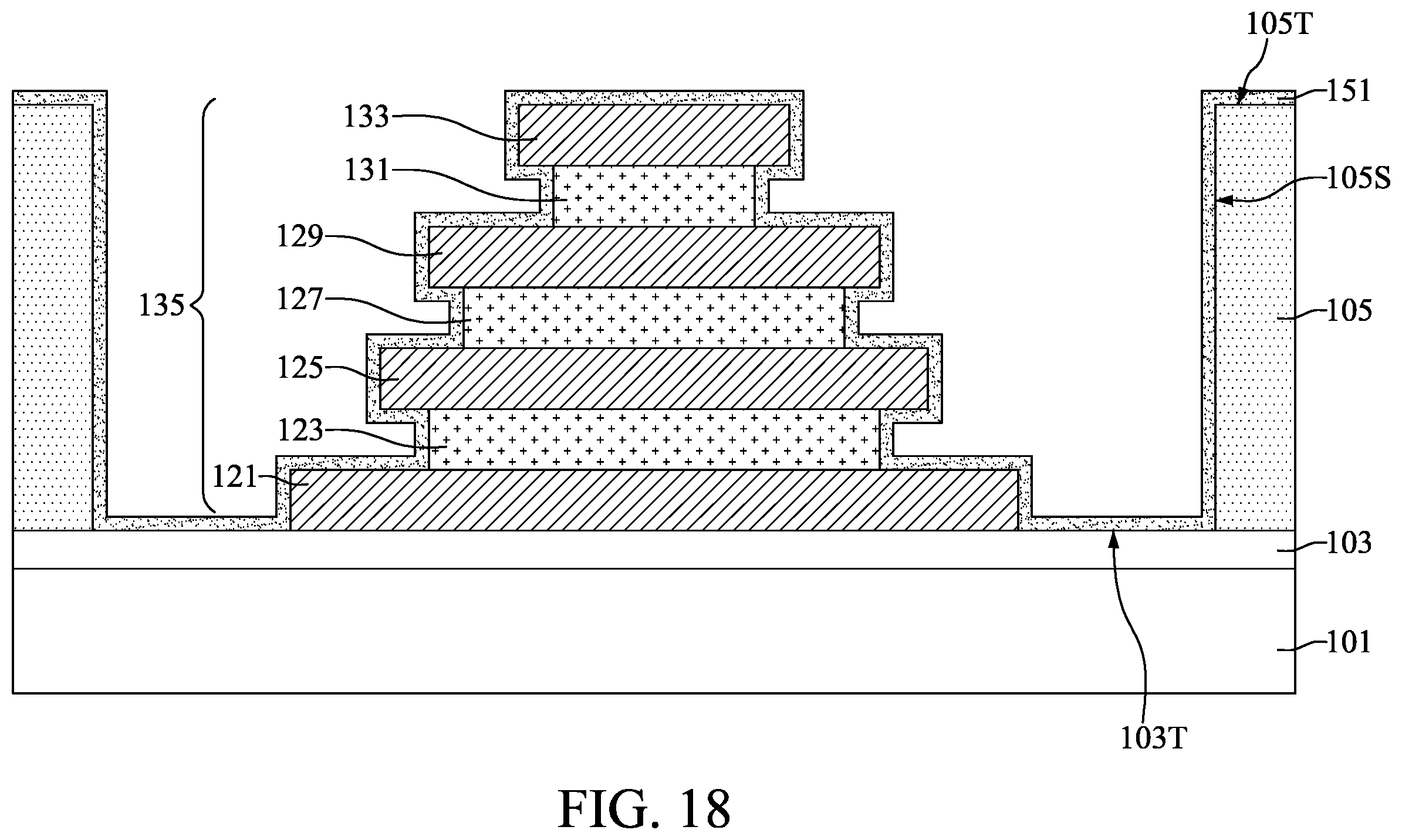 Patent US12610568 Figure 18 – Semiconductor device with electrode having step-shaped sidewall and method for preparing the same