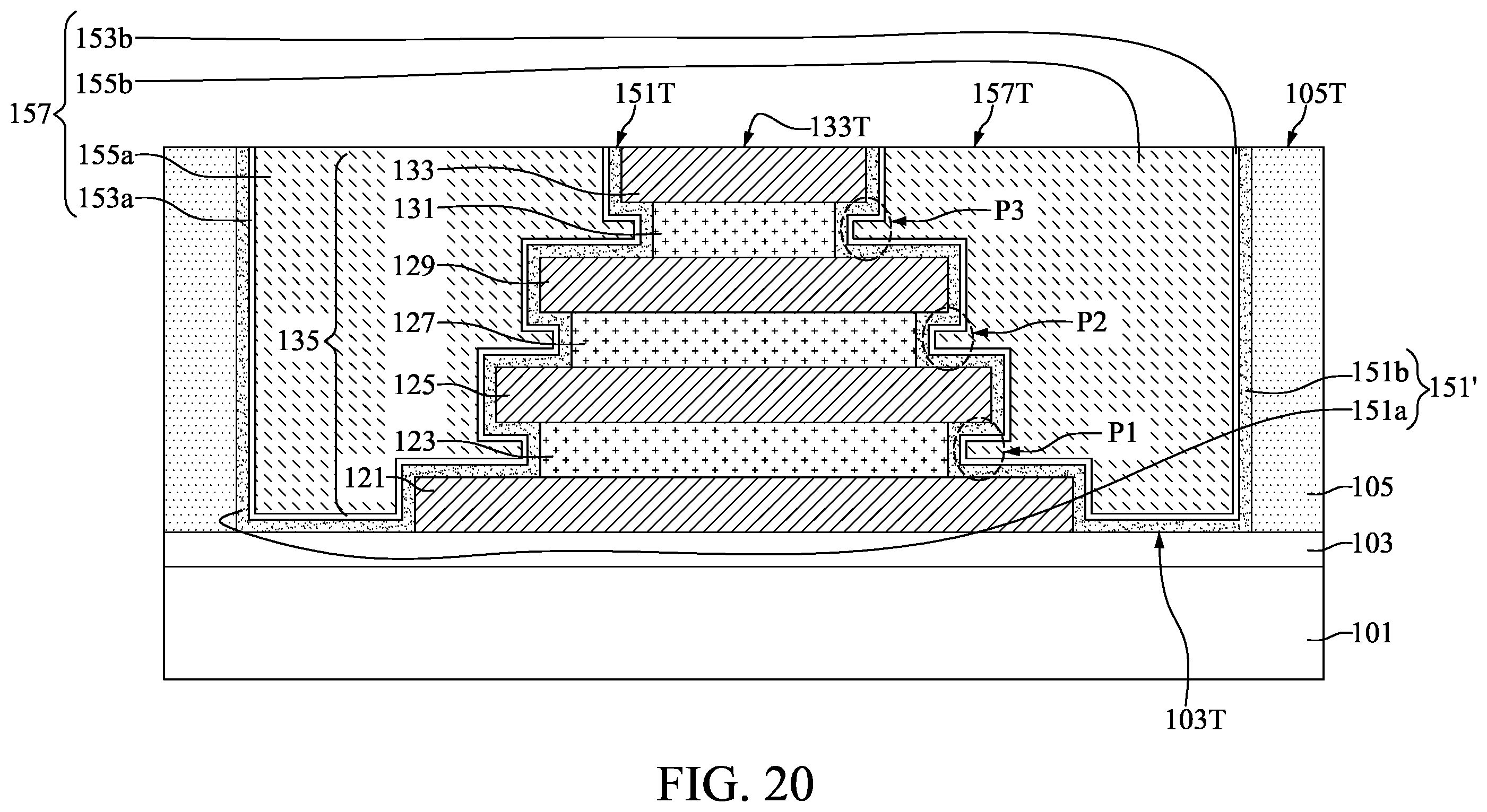 Patent US12610568 Figure 20 – Semiconductor device with electrode having step-shaped sidewall and method for preparing the same