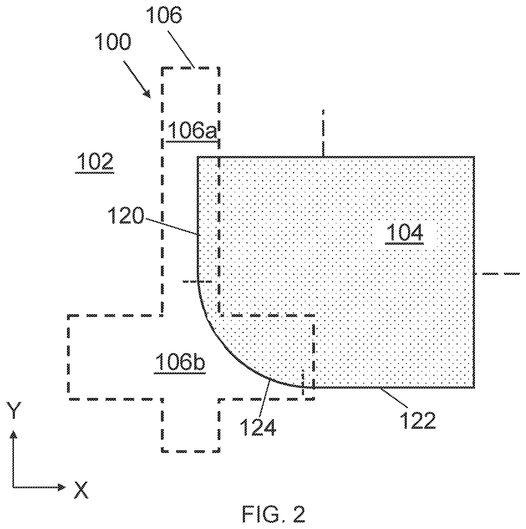 Patent US12610576 Figure 2 – Gate structure over corner segment of semiconductor region