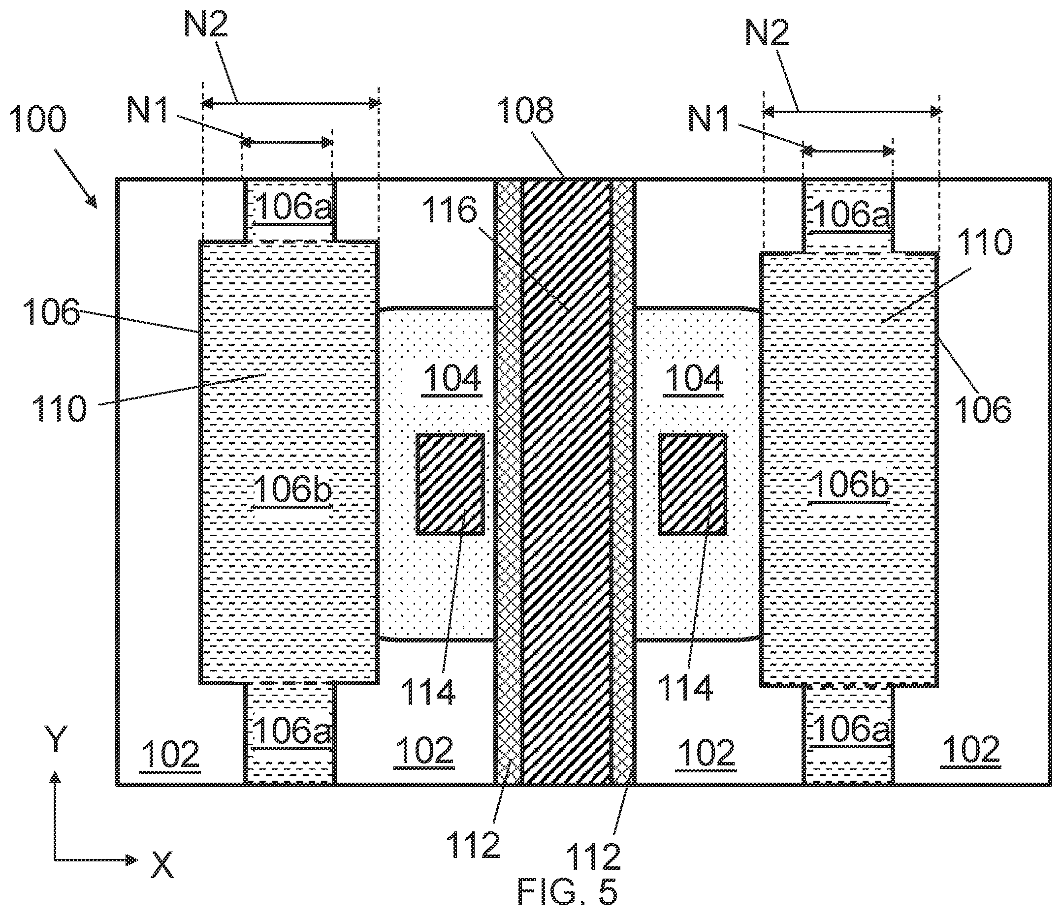 Patent US12610576 Figure 5 – Gate structure over corner segment of semiconductor region