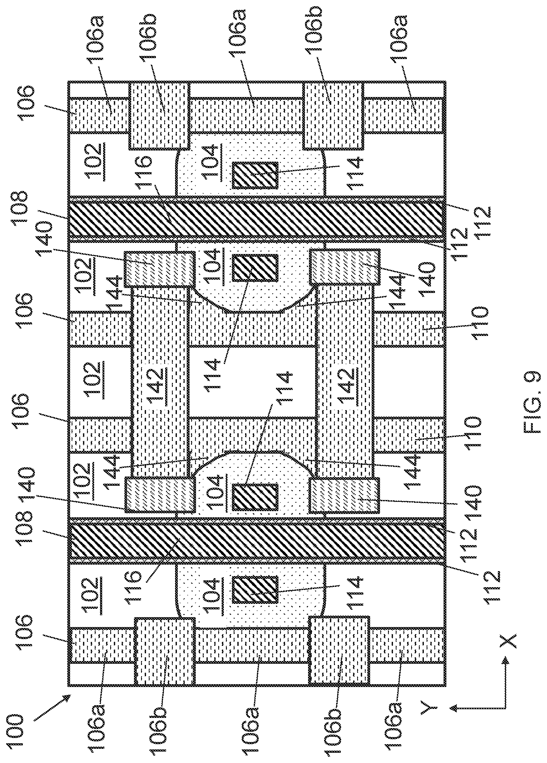 Patent US12610576 Figure 9 – Gate structure over corner segment of semiconductor region