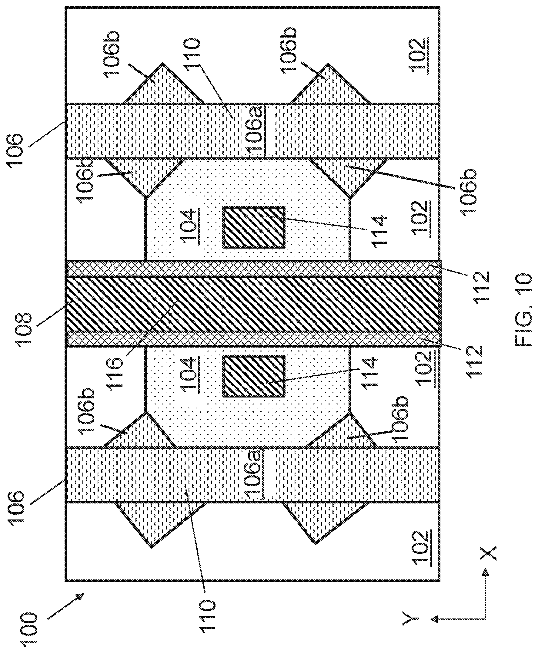 Patent US12610576 Figure 10 – Gate structure over corner segment of semiconductor region