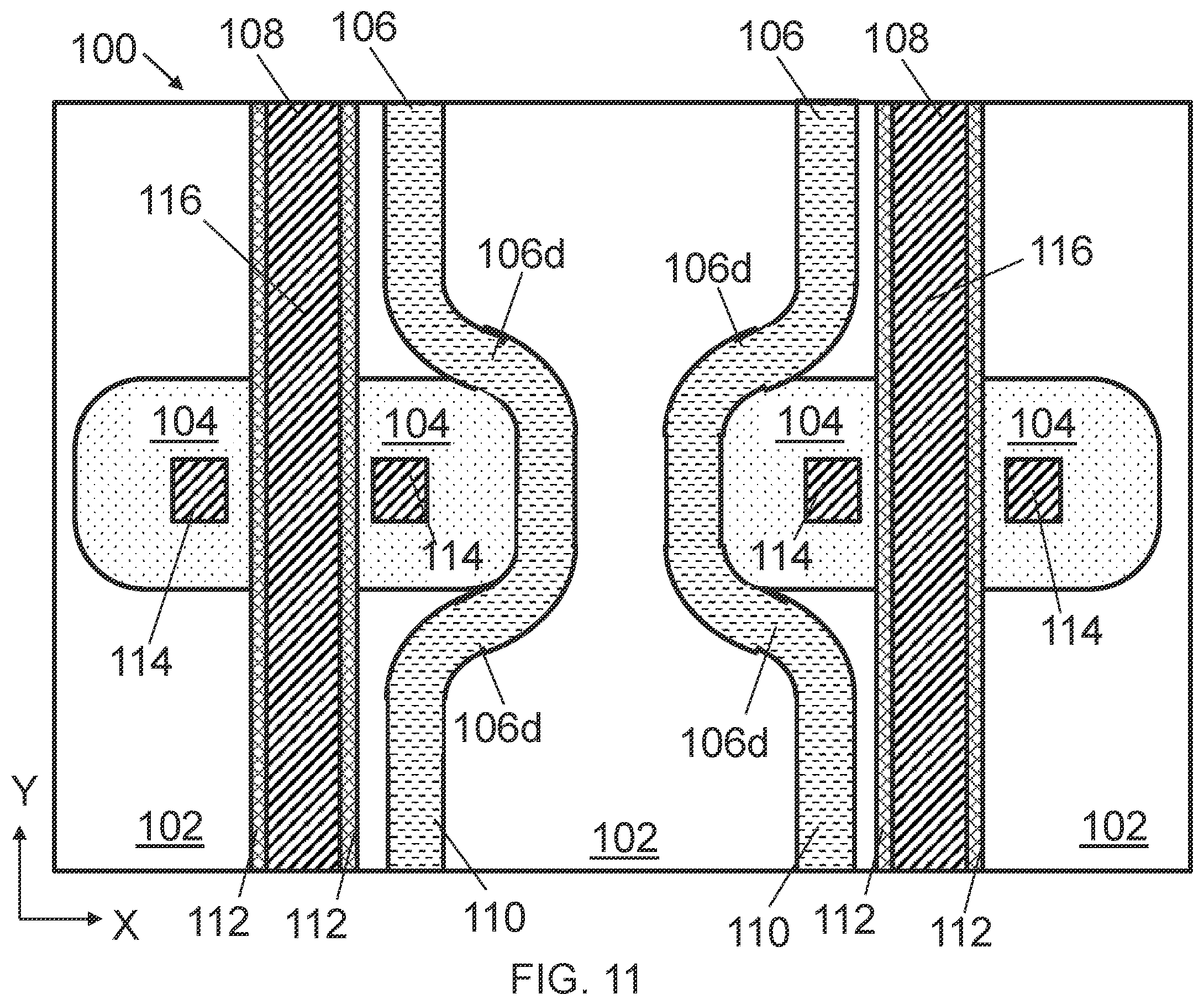 Patent US12610576 Figure 11 – Gate structure over corner segment of semiconductor region