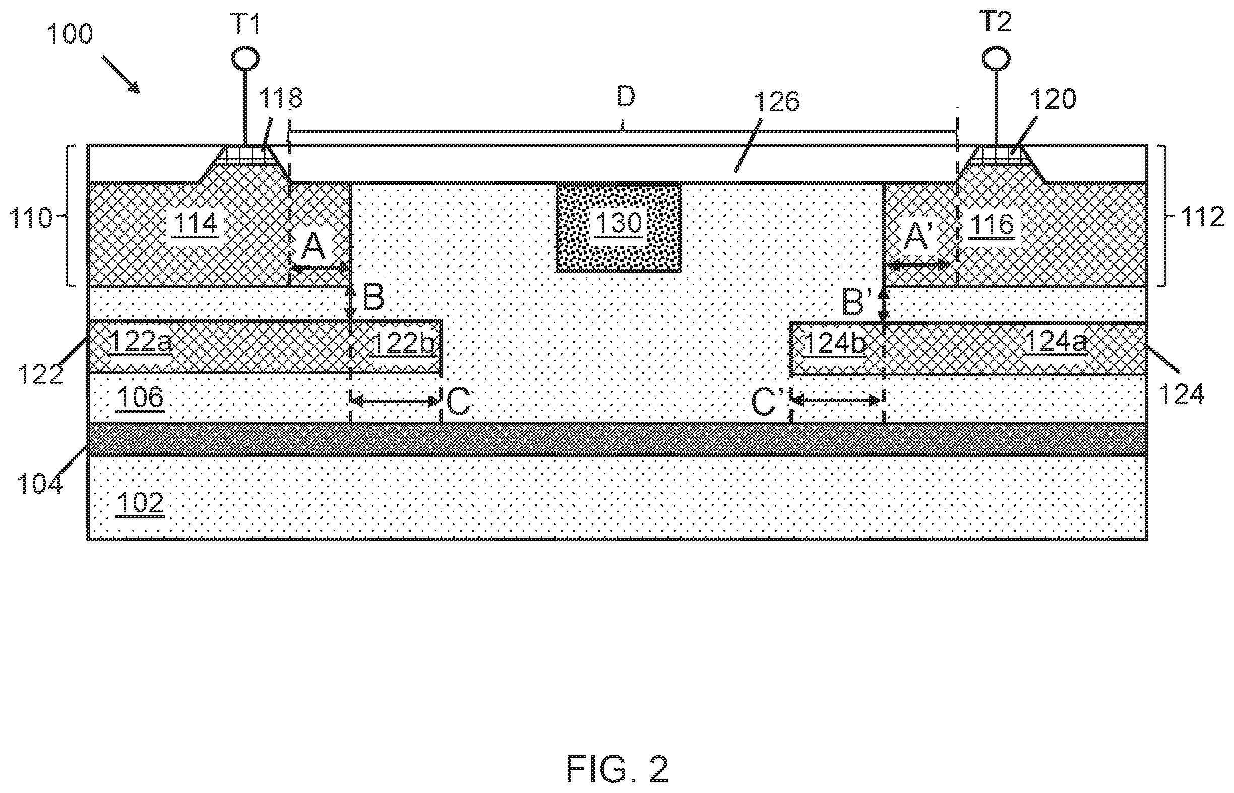 Patent US12610592 Figure 2 – Structure with buried doped region and methods to form same