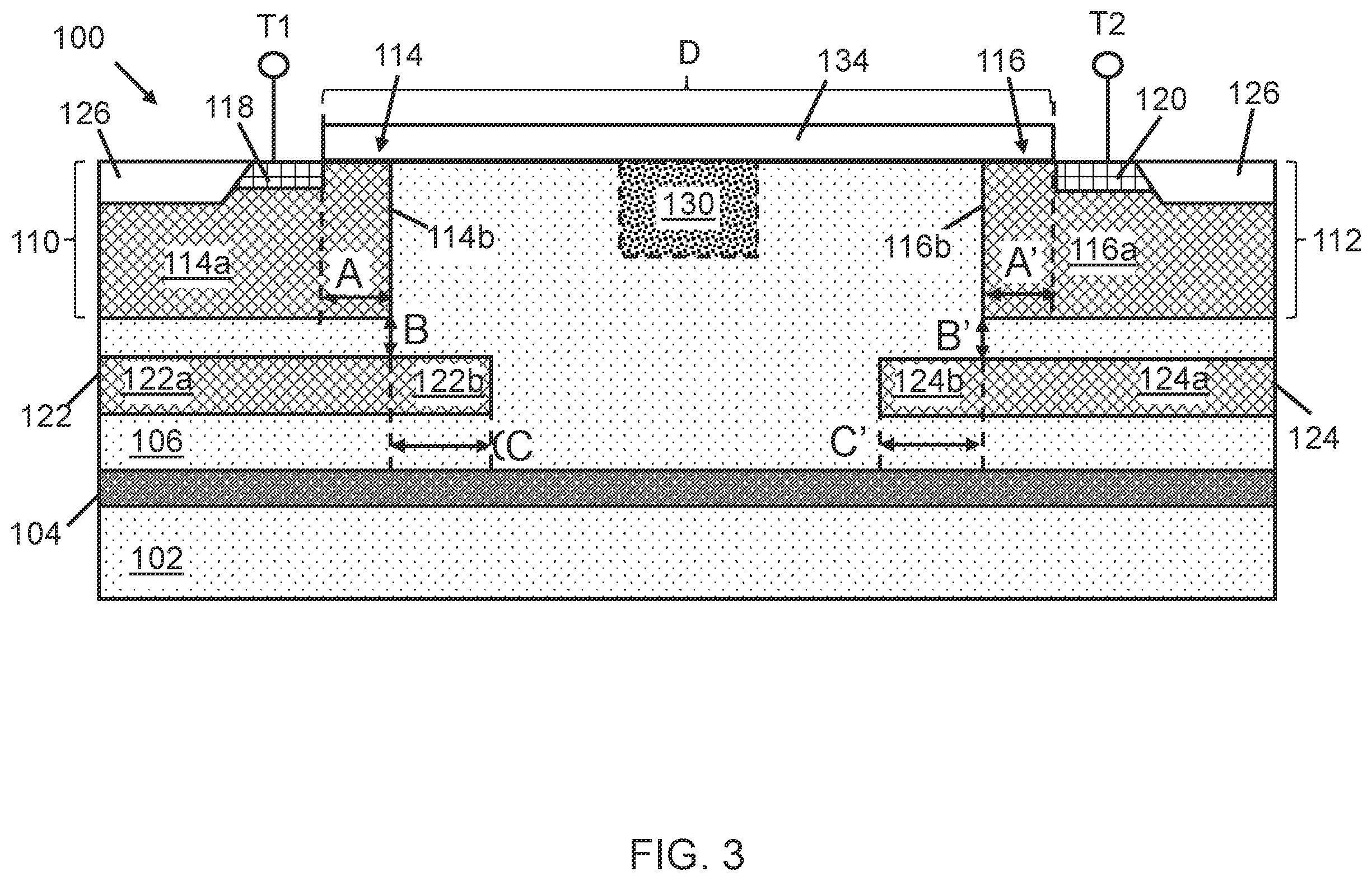Patent US12610592 Figure 3 – Structure with buried doped region and methods to form same