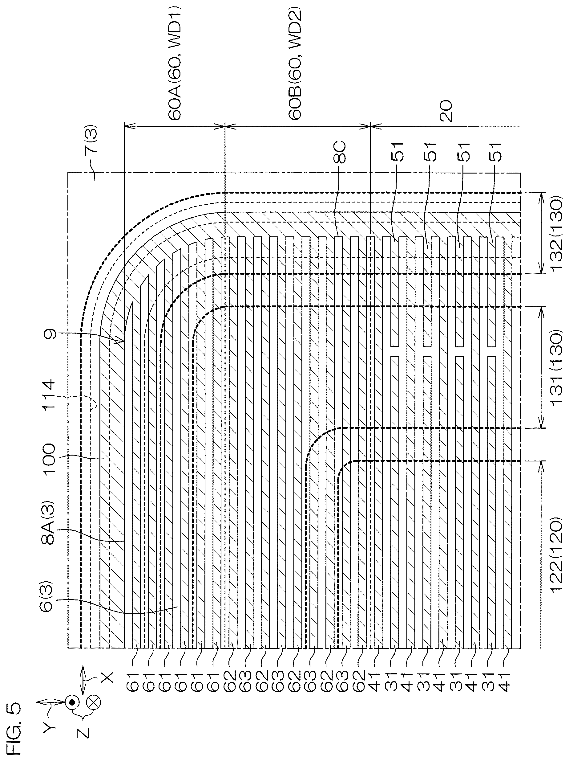 Patent US12610597 Figure 5 – SiC semiconductor device with mesa trench structure and sidewall wiring