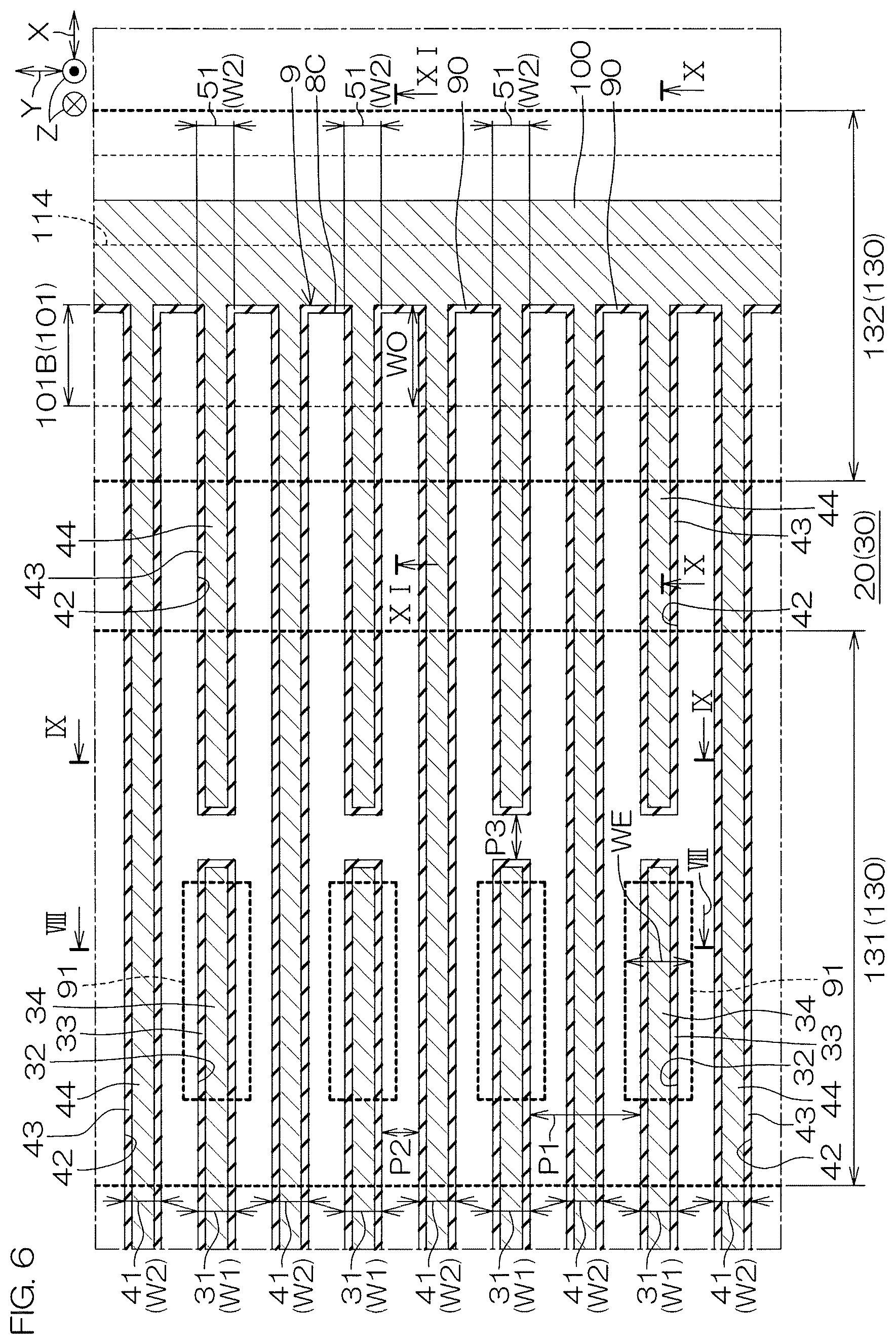 Patent US12610597 Figure 6 – SiC semiconductor device with mesa trench structure and sidewall wiring