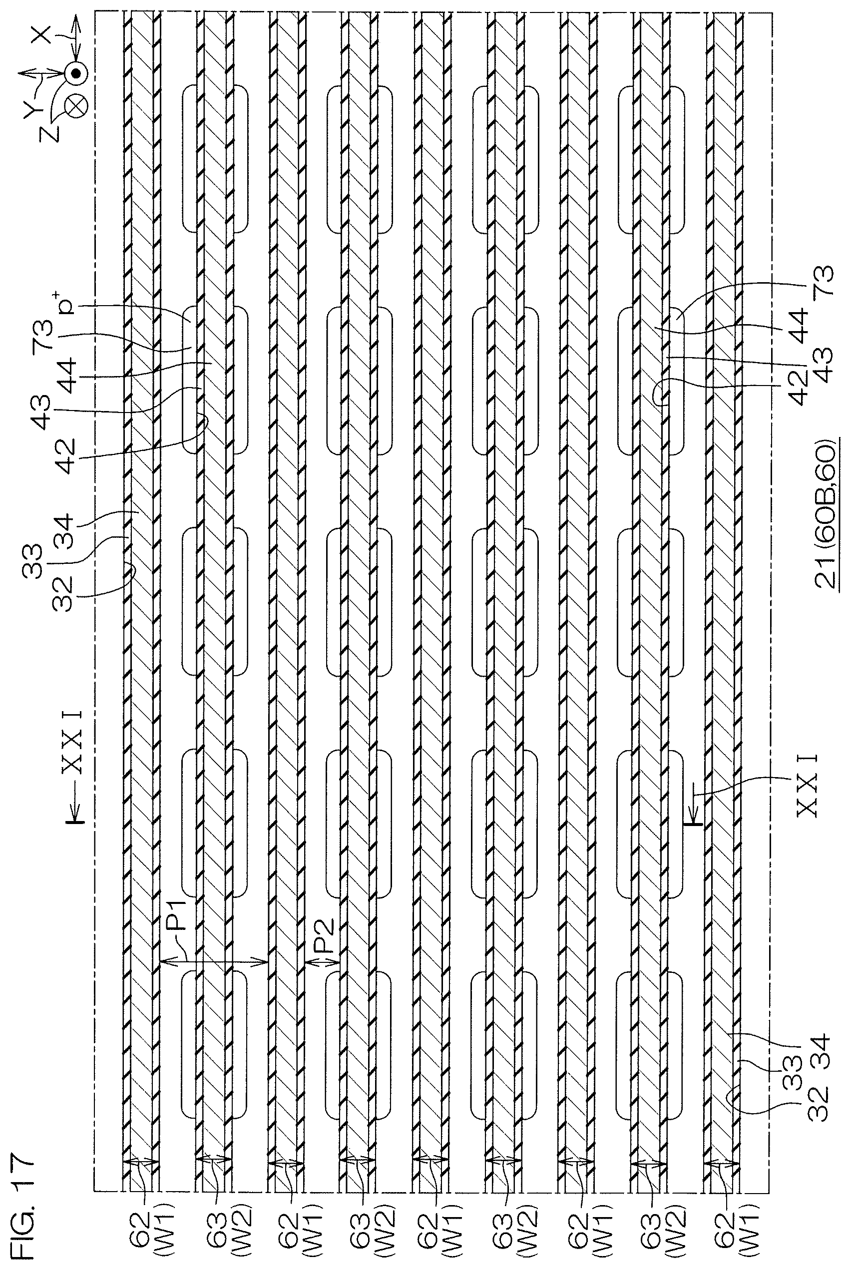 Patent US12610597 Figure 17 – SiC semiconductor device with mesa trench structure and sidewall wiring