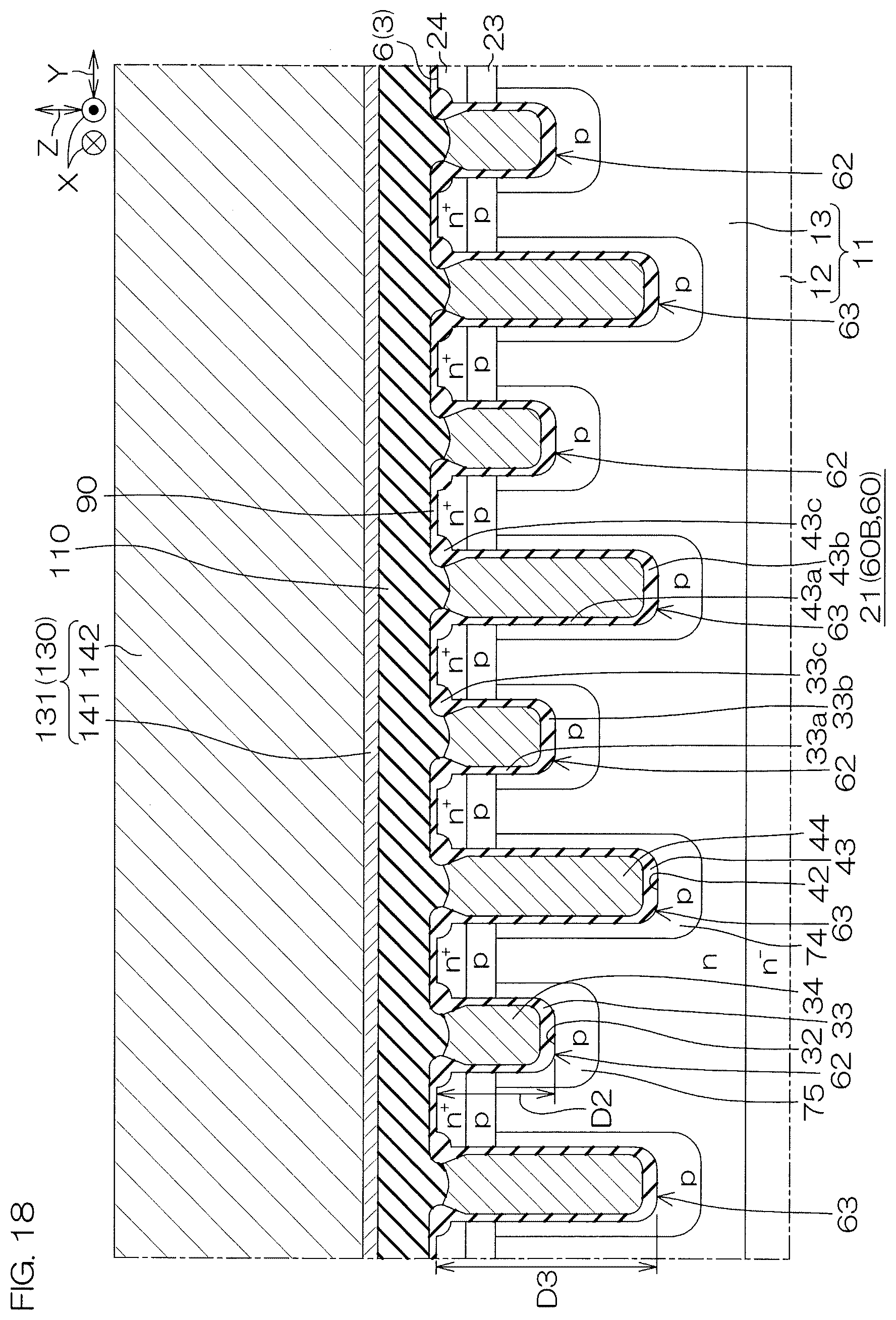Patent US12610597 Figure 18 – SiC semiconductor device with mesa trench structure and sidewall wiring