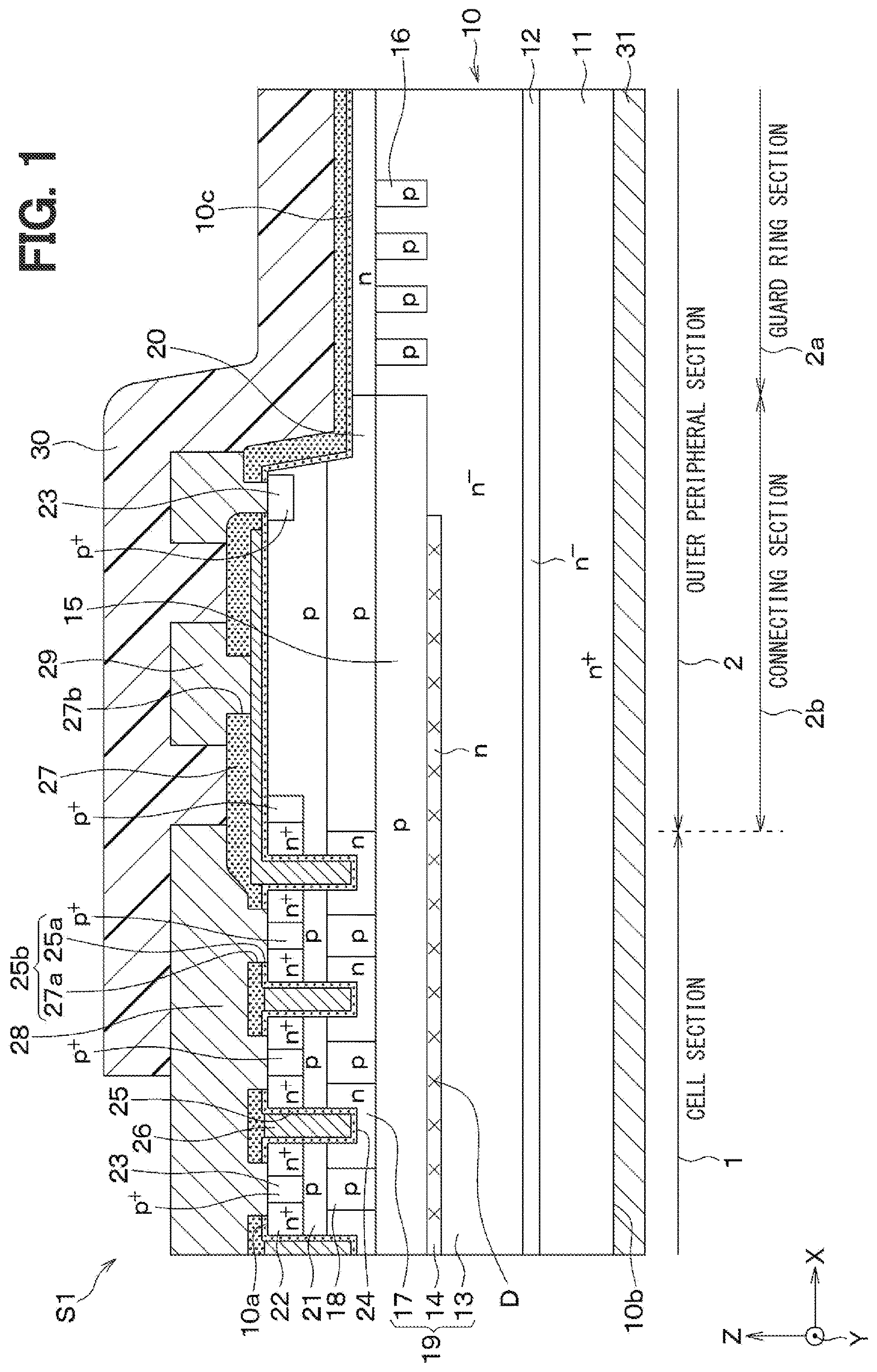 Patent US12610603 Figure 1 – Silicon carbide semiconductor device, inverter circuit using the same, and method for manufacturing silicon carbide semiconductor device