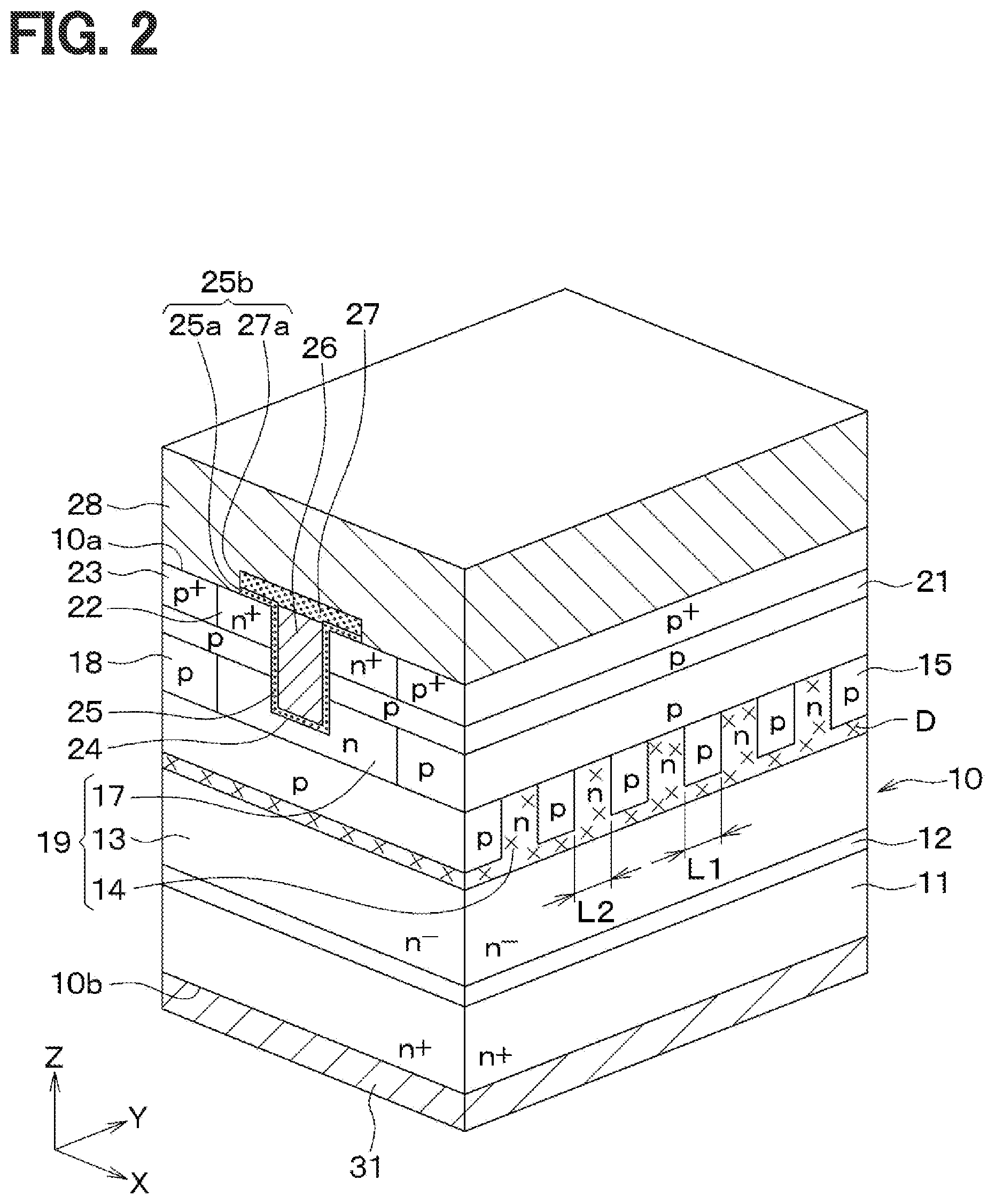 Patent US12610603 Figure 2 – Silicon carbide semiconductor device, inverter circuit using the same, and method for manufacturing silicon carbide semiconductor device