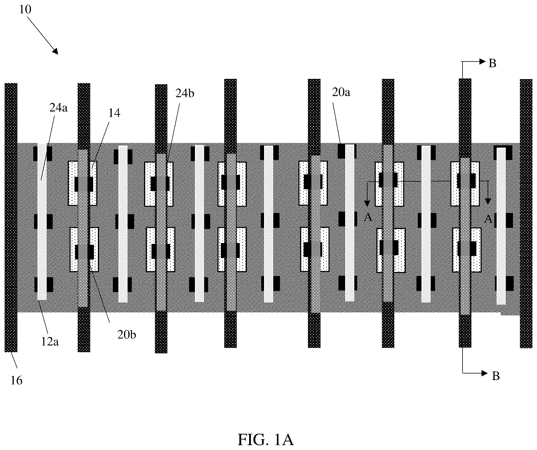 Patent US12610615 Figure 1 – Device with isolation structures in active regions