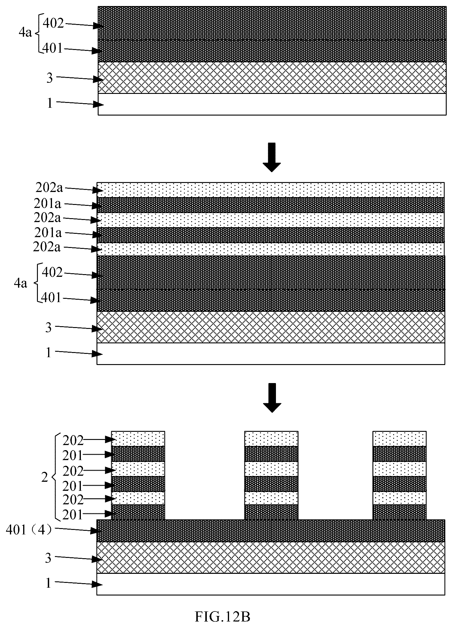 Patent US12610619 Figure 7 – Display substrate comprising a plurality of spacers each comprising an alternating stack of organic and inorganic sub-patterns, manufacture method thereof and display device