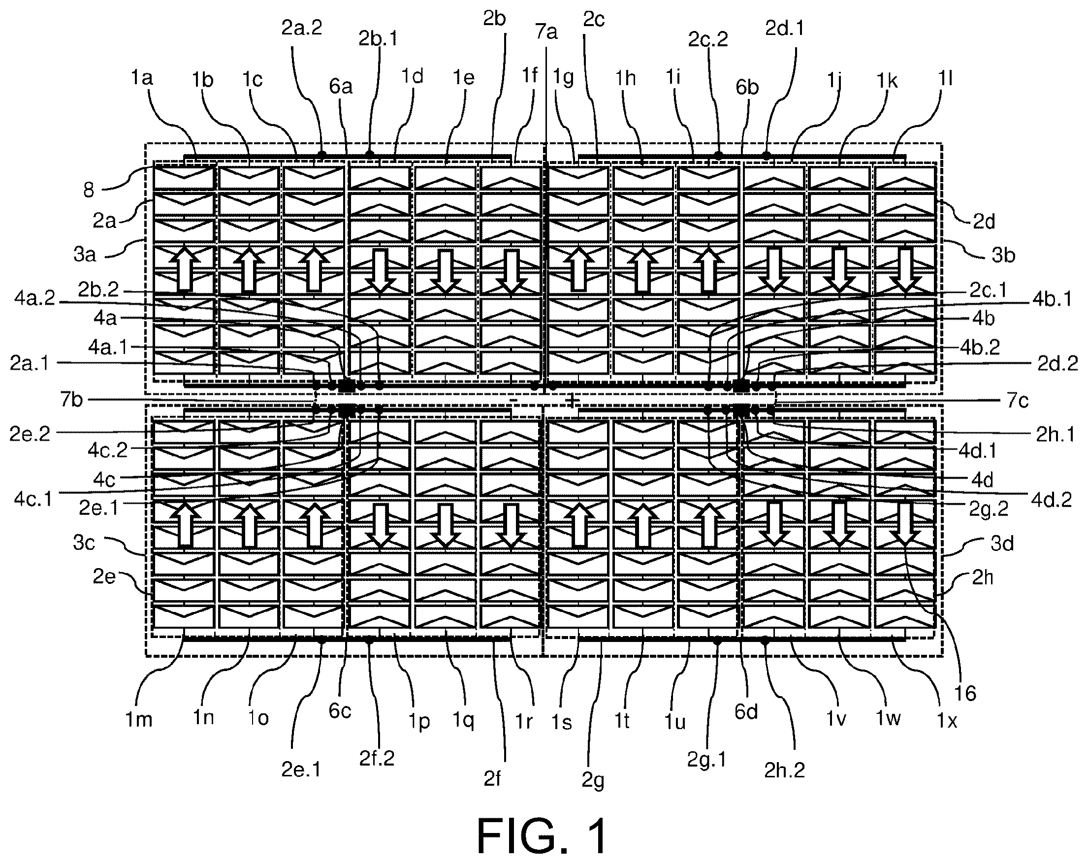 Patent US12610628 Figure 1 – Solar-cell module