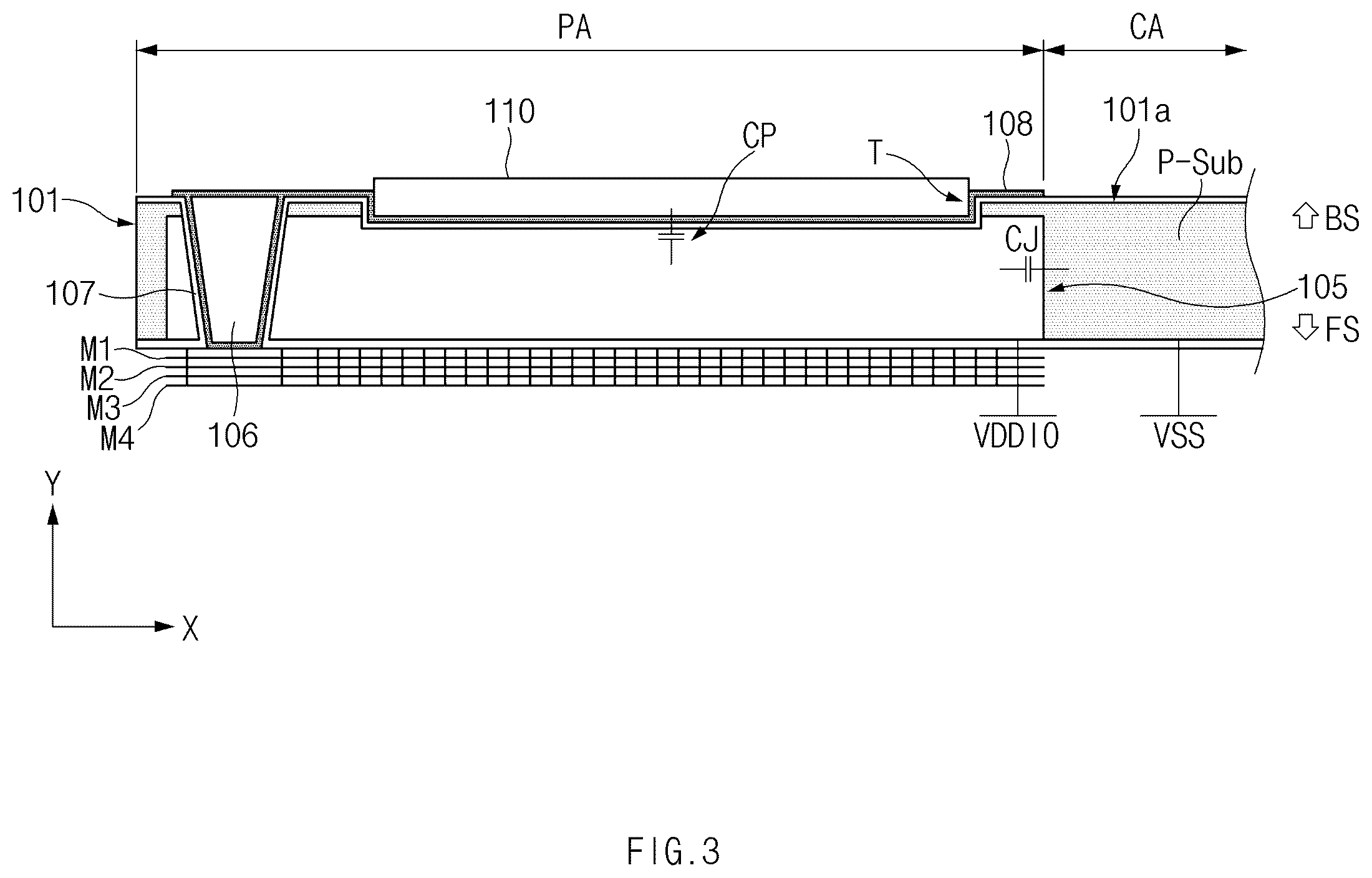 Patent US12610647 Figure 3 – Image sensor device for blocking noise in the pad area