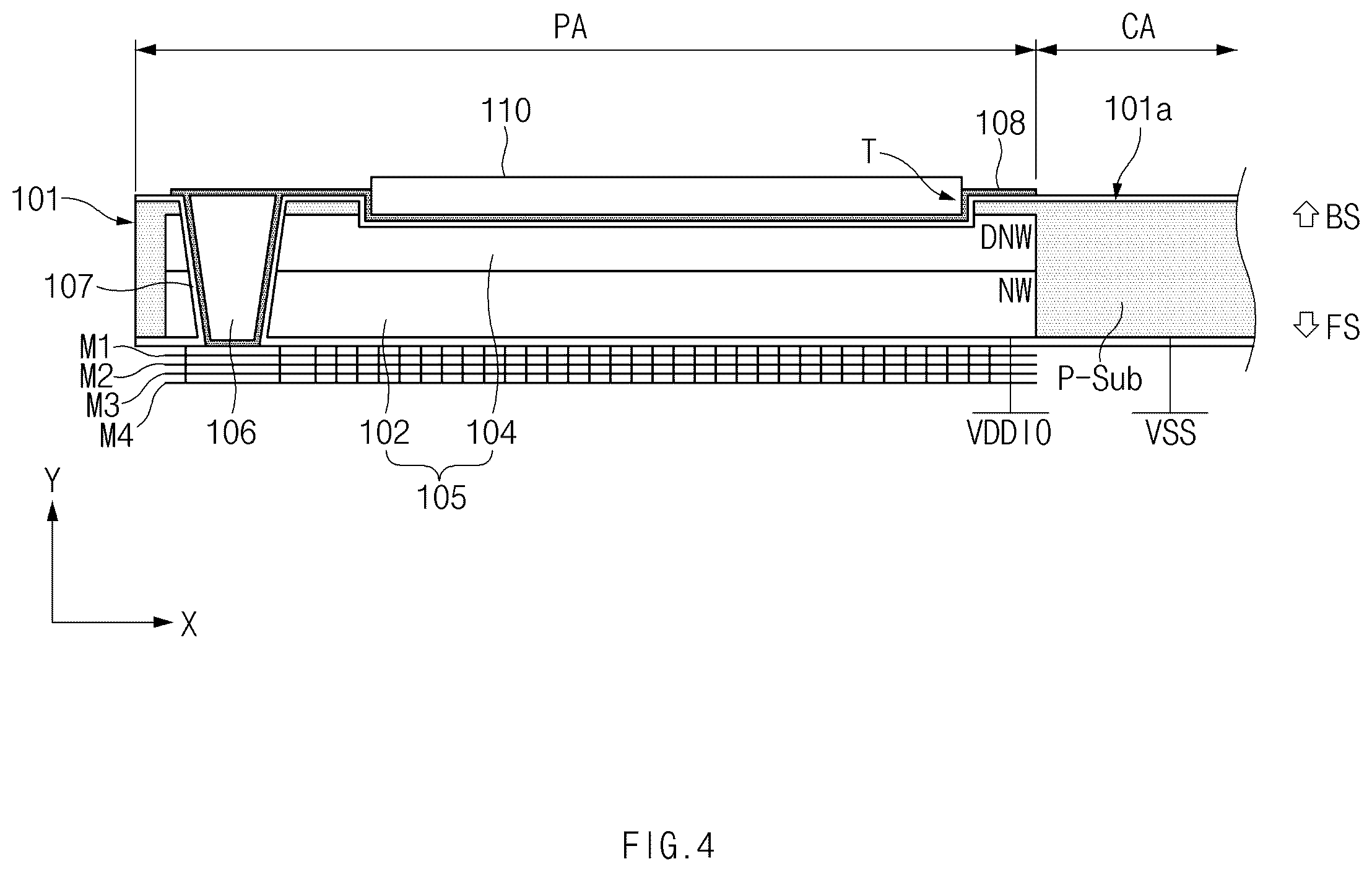 Patent US12610647 Figure 4 – Image sensor device for blocking noise in the pad area