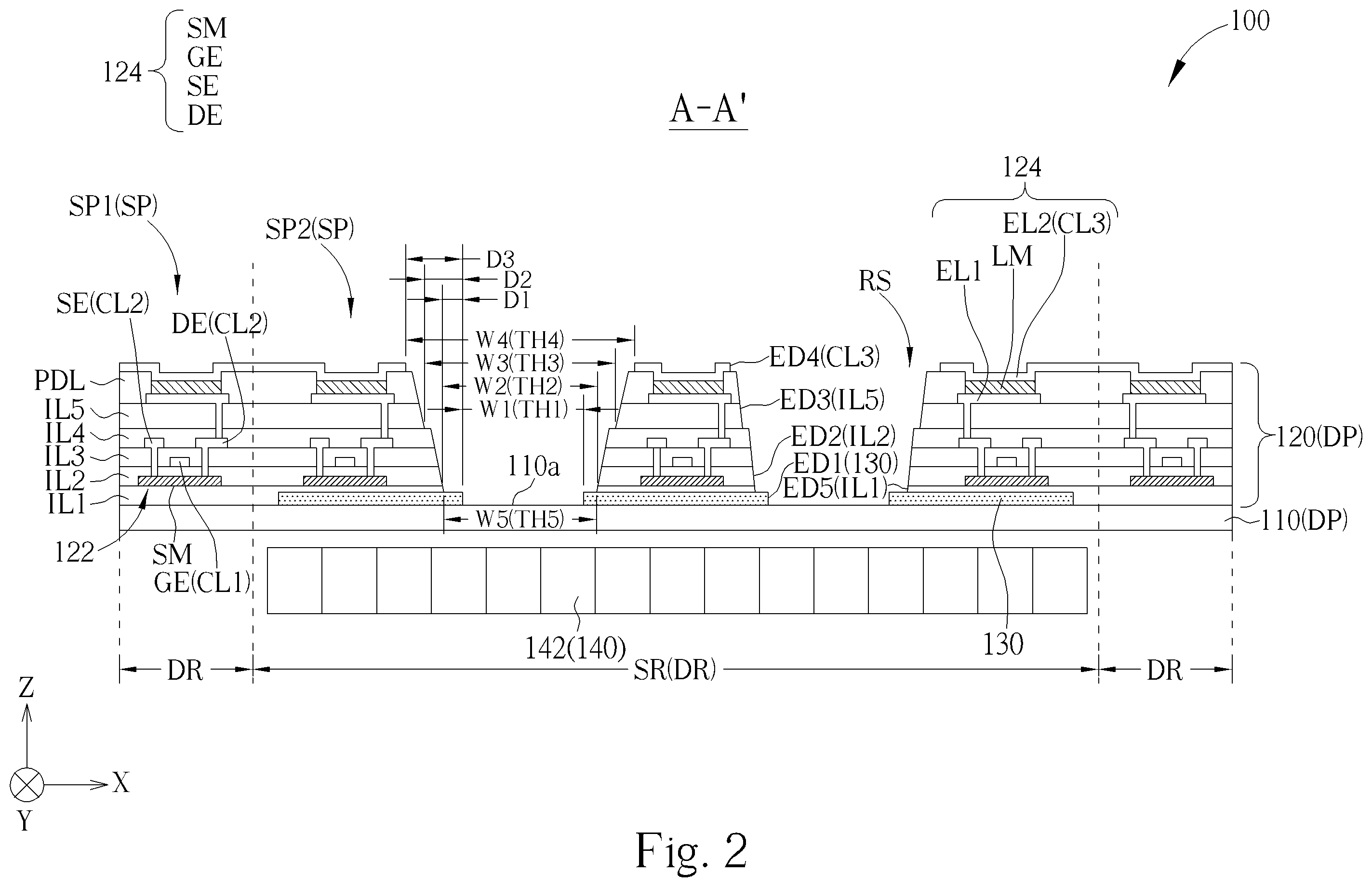 Patent US12610654 Figure 2 – Electronic device with enhanced sensing accuracy, sensing clearness and light intensity of received light of sensing element