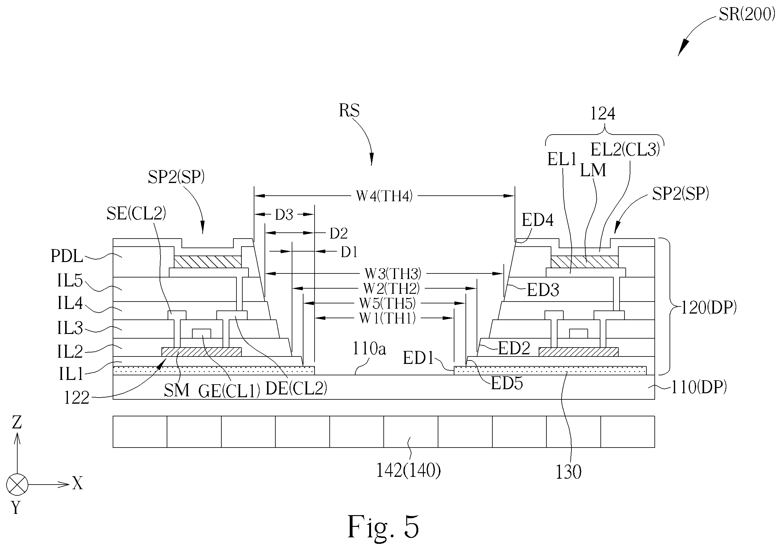 Patent US12610654 Figure 5 – Electronic device with enhanced sensing accuracy, sensing clearness and light intensity of received light of sensing element
