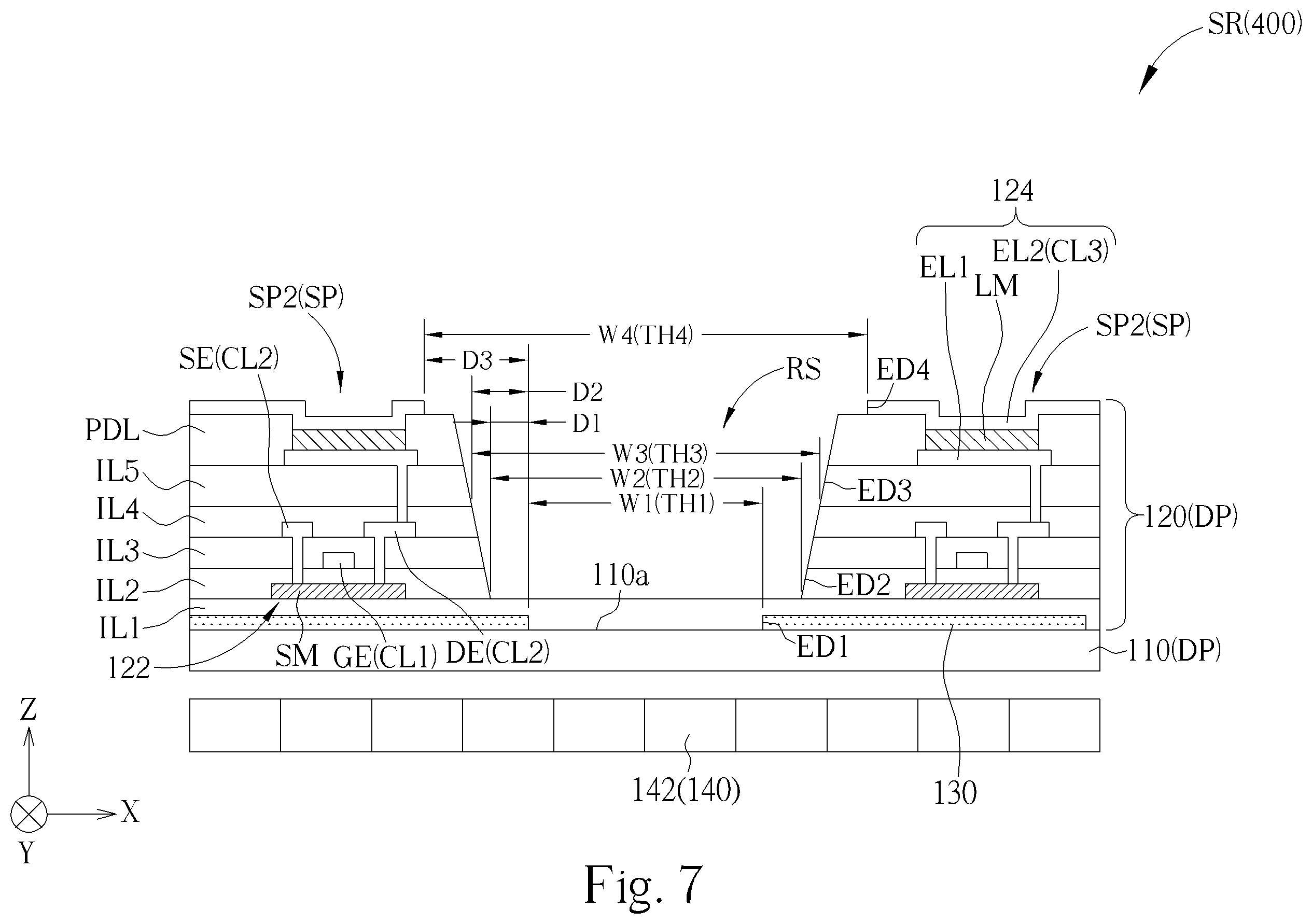 Patent US12610654 Figure 7 – Electronic device with enhanced sensing accuracy, sensing clearness and light intensity of received light of sensing element