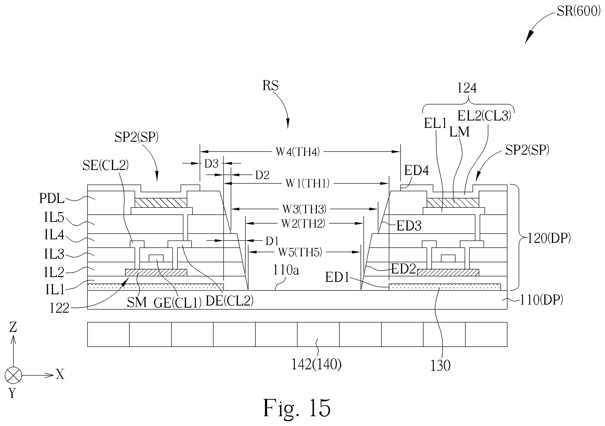 Patent US12610654 Figure 15 – Electronic device with enhanced sensing accuracy, sensing clearness and light intensity of received light of sensing element