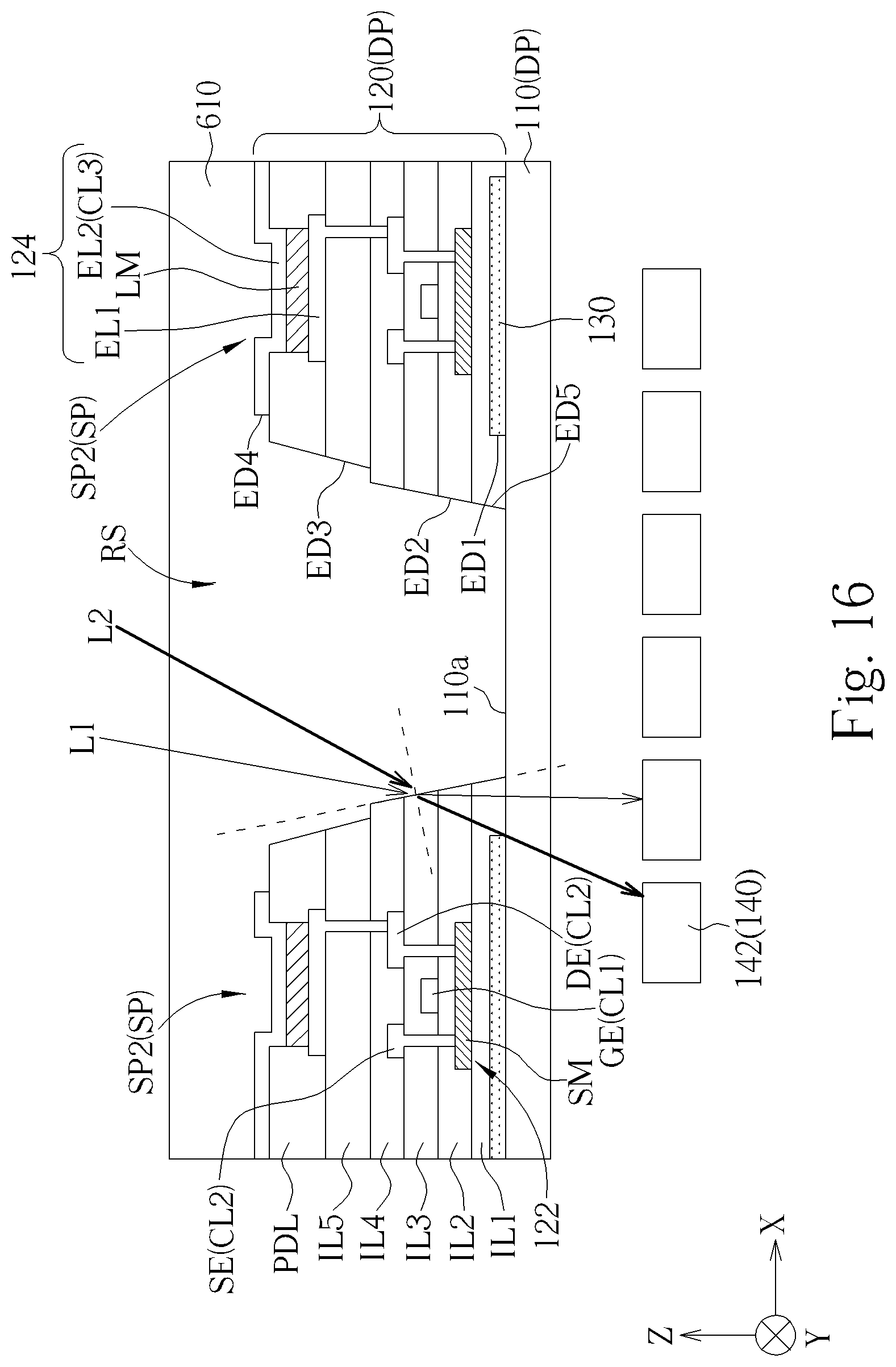Patent US12610654 Figure 16 – Electronic device with enhanced sensing accuracy, sensing clearness and light intensity of received light of sensing element