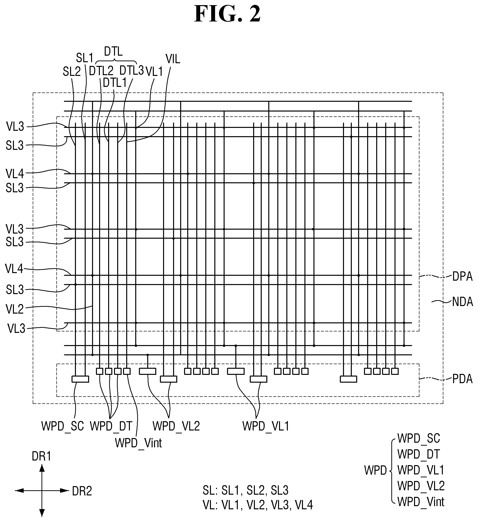 Patent US12610663 Figure 2 – Display device with improved connecting resistance between electrodes and method of manufacturing the same