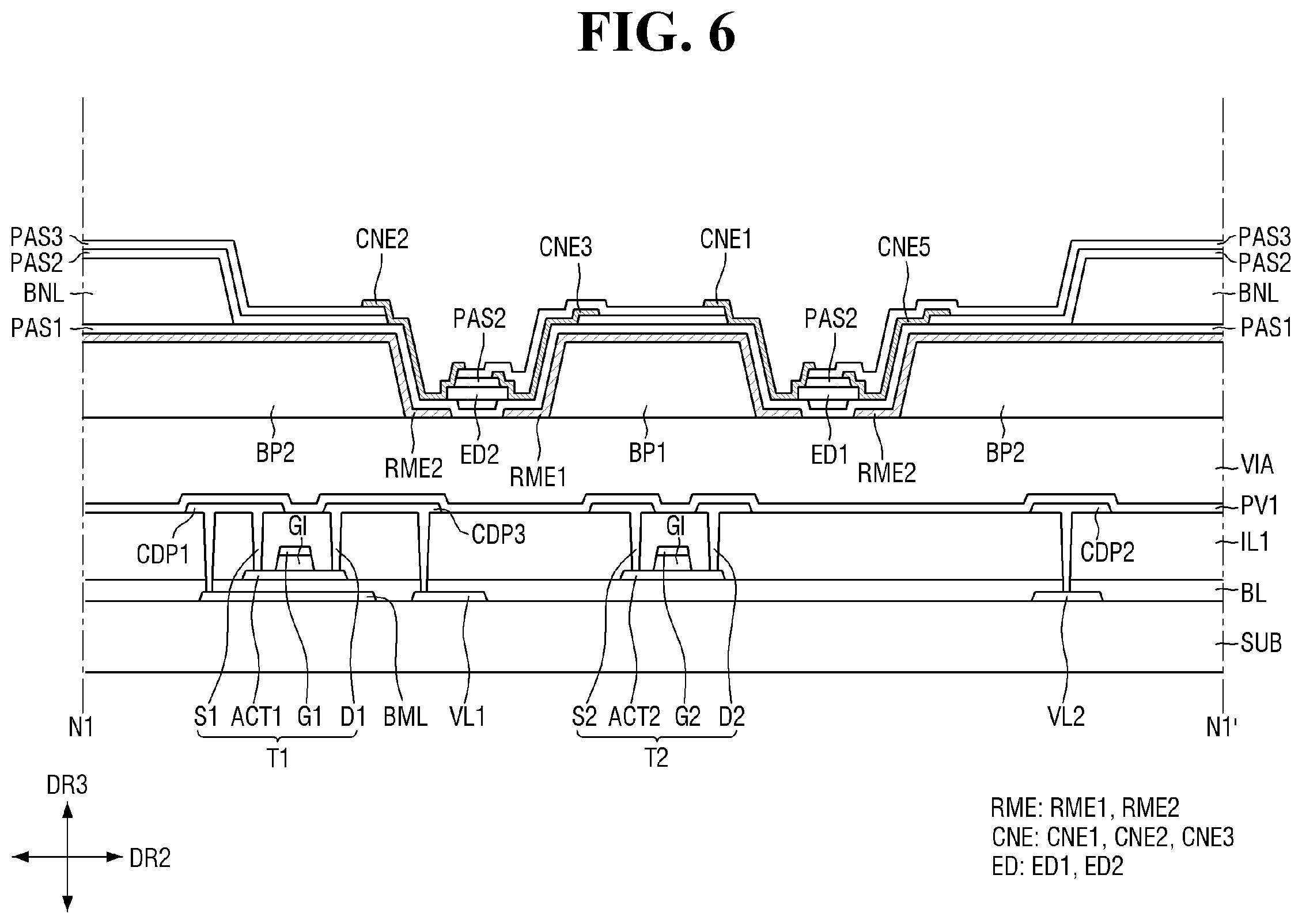 Patent US12610663 Figure 6 – Display device with improved connecting resistance between electrodes and method of manufacturing the same