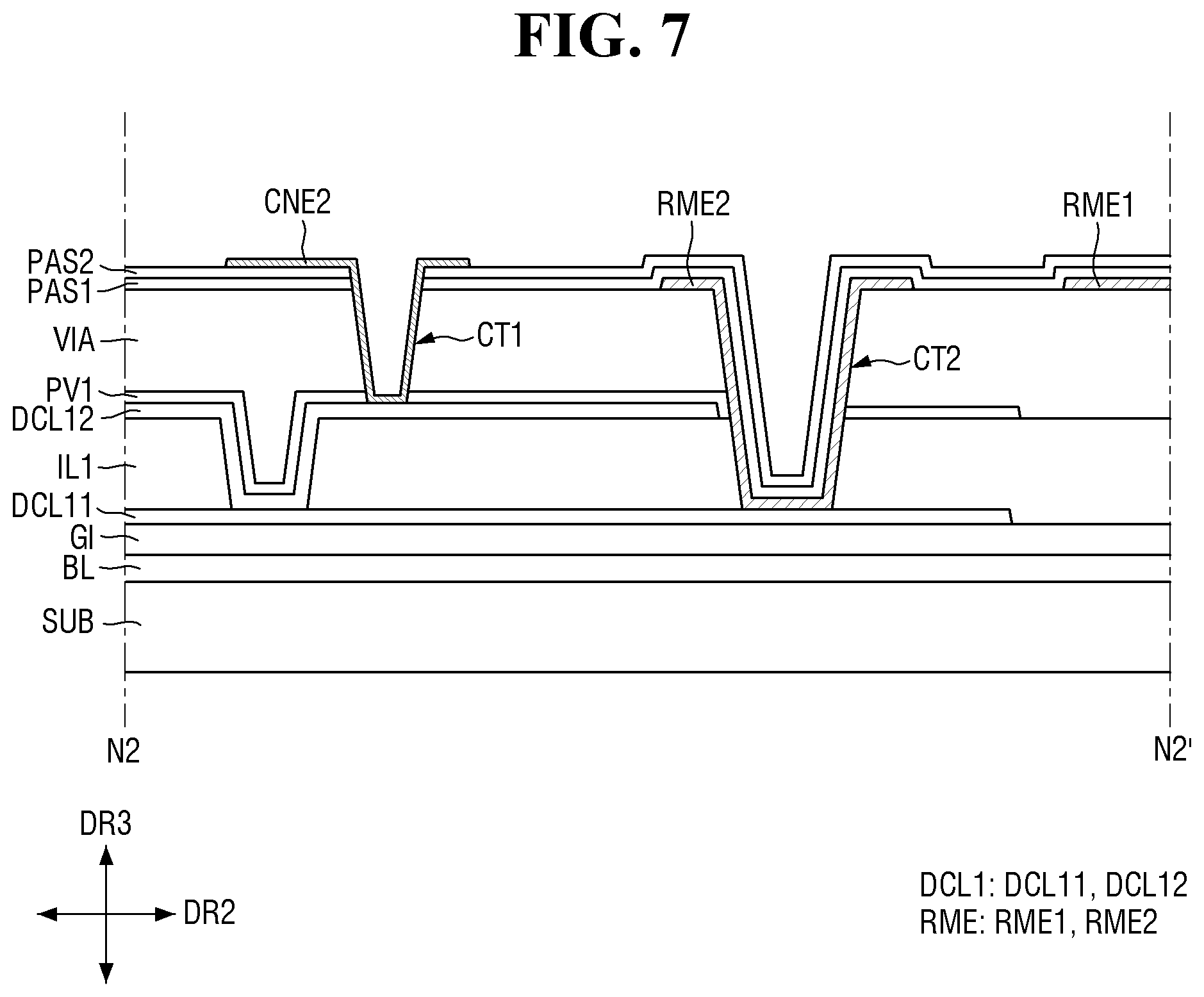 Patent US12610663 Figure 7 – Display device with improved connecting resistance between electrodes and method of manufacturing the same