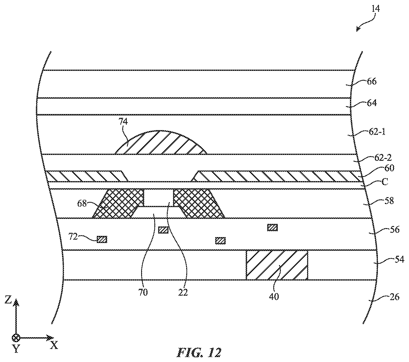 Patent US12610671 Figure 12 – Pixel optical structures for display optical efficiency