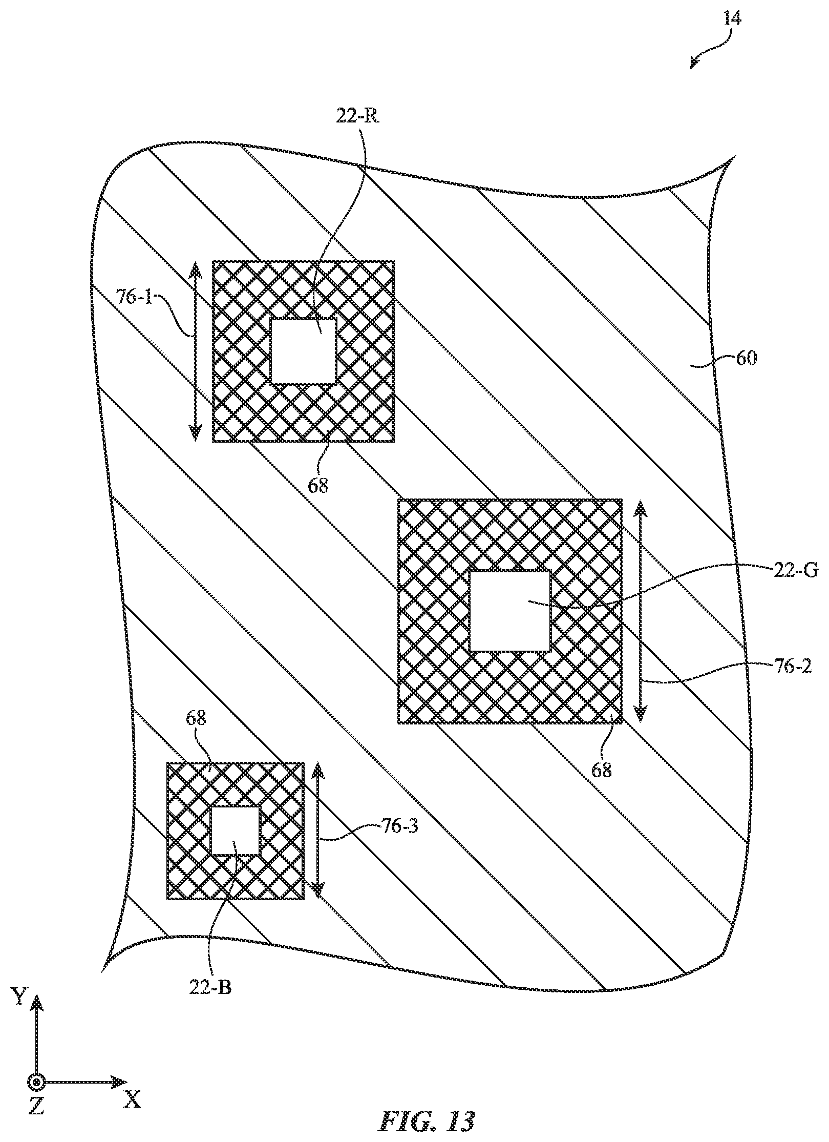 Patent US12610671 Figure 13 – Pixel optical structures for display optical efficiency