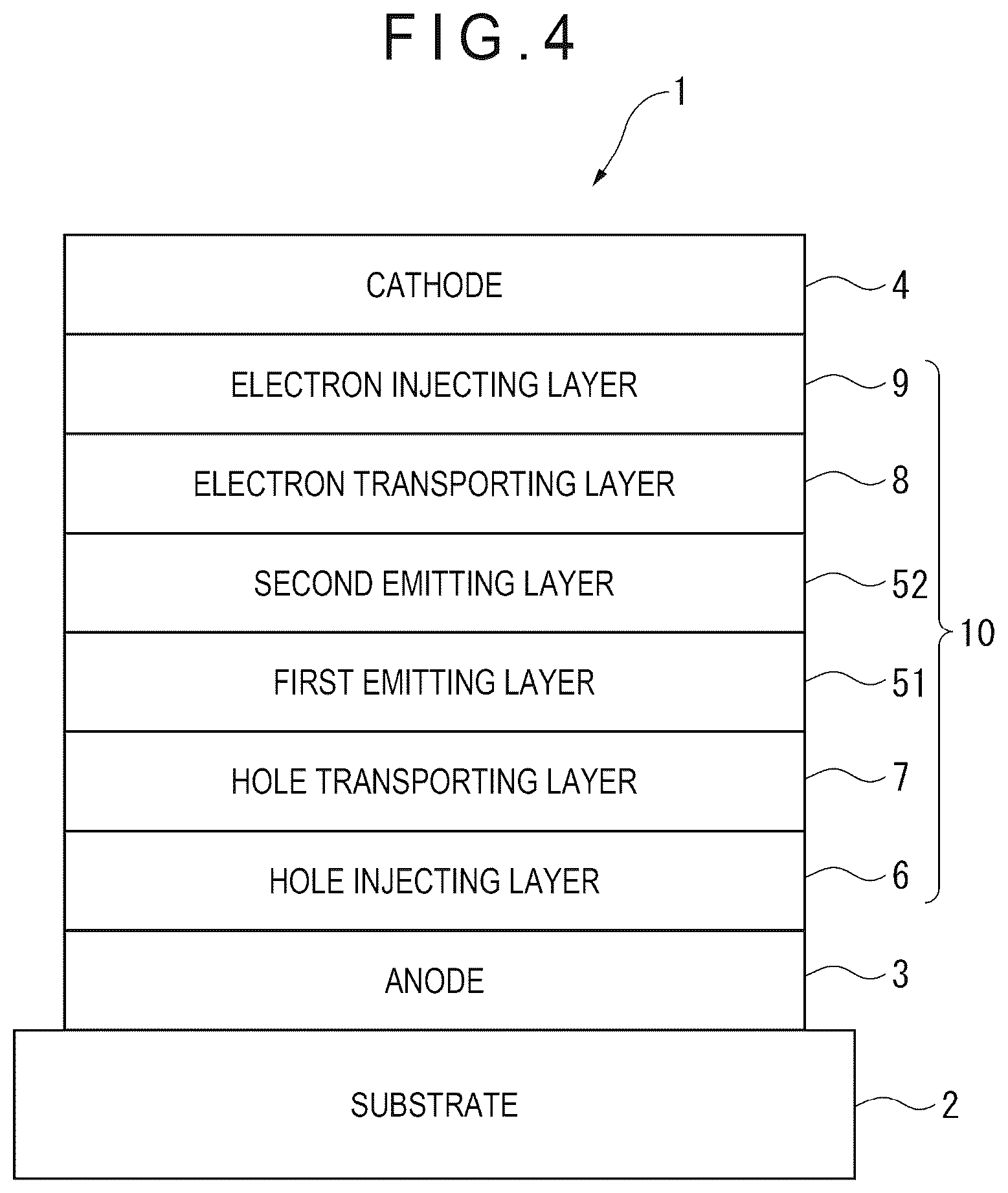 Patent US12610684 Figure 4 – Organic electroluminescence element, electronic apparatus, and production method for organic electroluminescence element