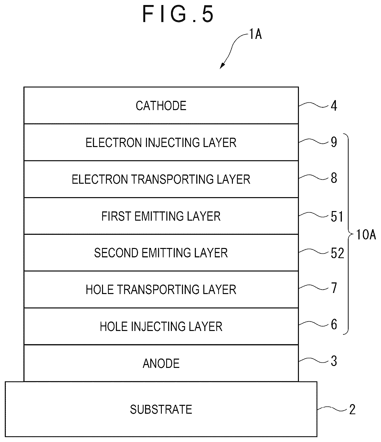 Patent US12610684 Figure 5 – Organic electroluminescence element, electronic apparatus, and production method for organic electroluminescence element