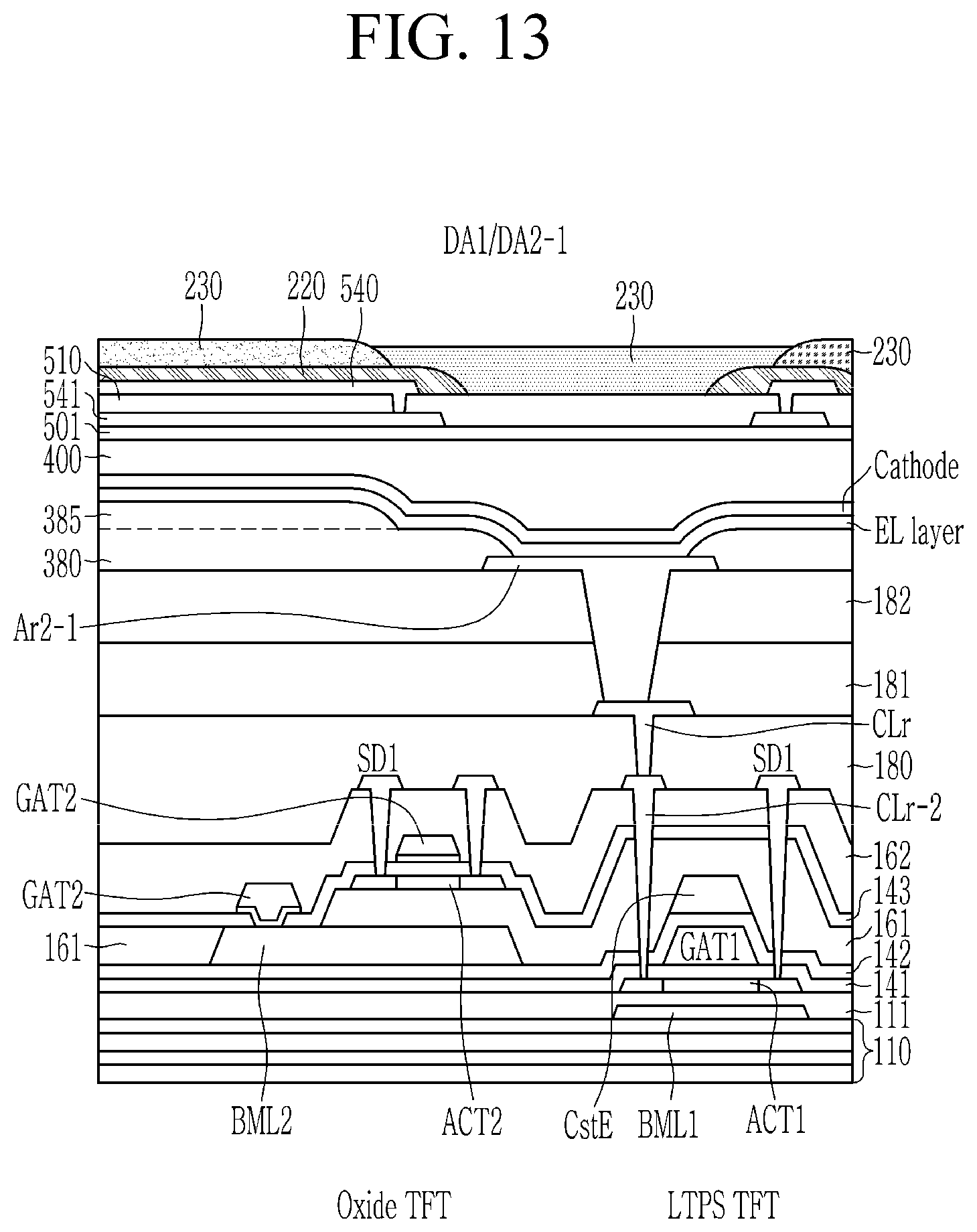 Patent US12610687 Figure 13 – Light emitting display device including a light transmitting area