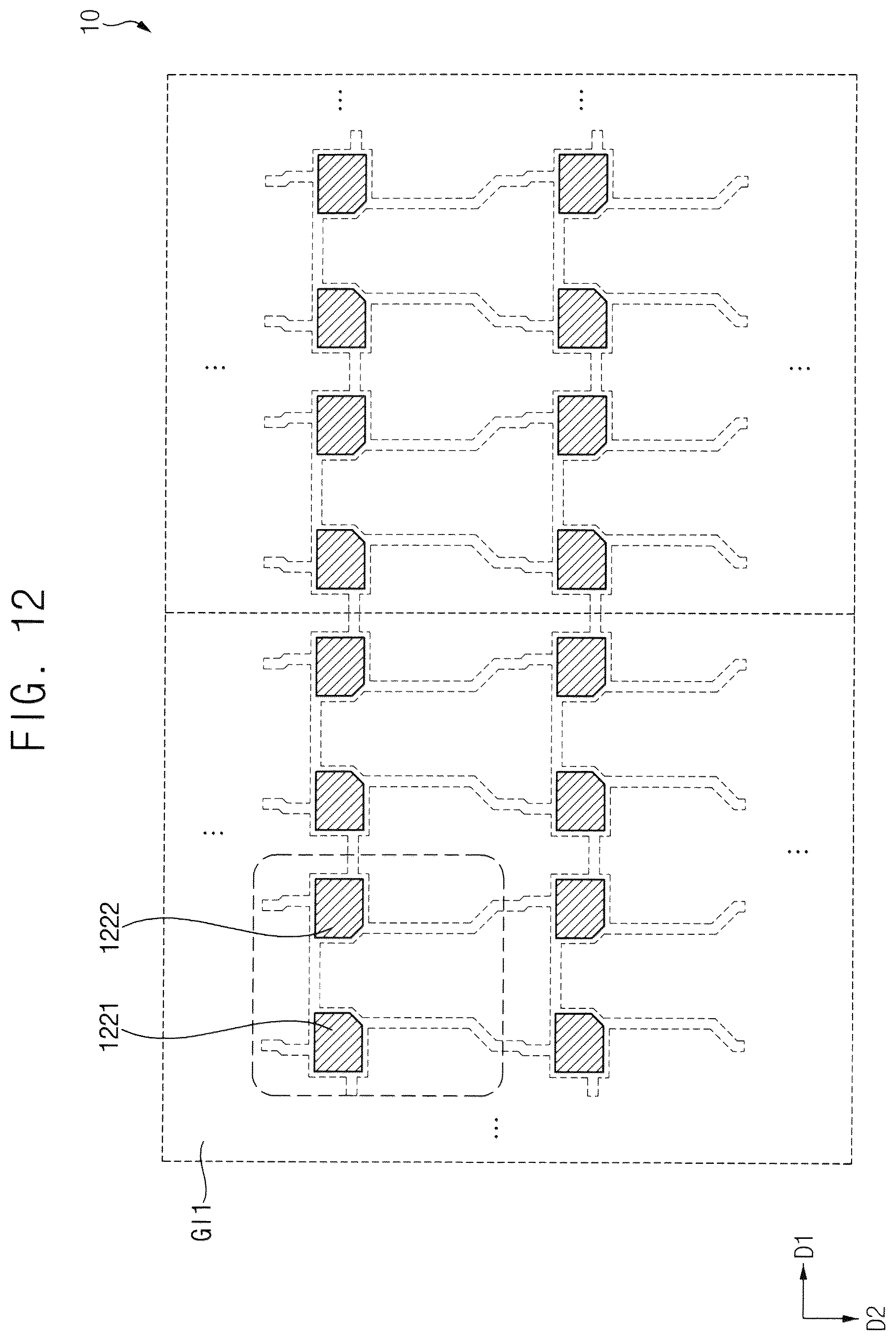 Patent US12610700 Figure 12 – Display device including lower pattern