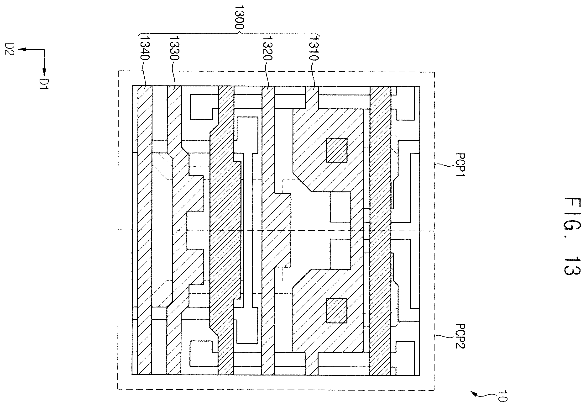 Patent US12610700 Figure 13 – Display device including lower pattern
