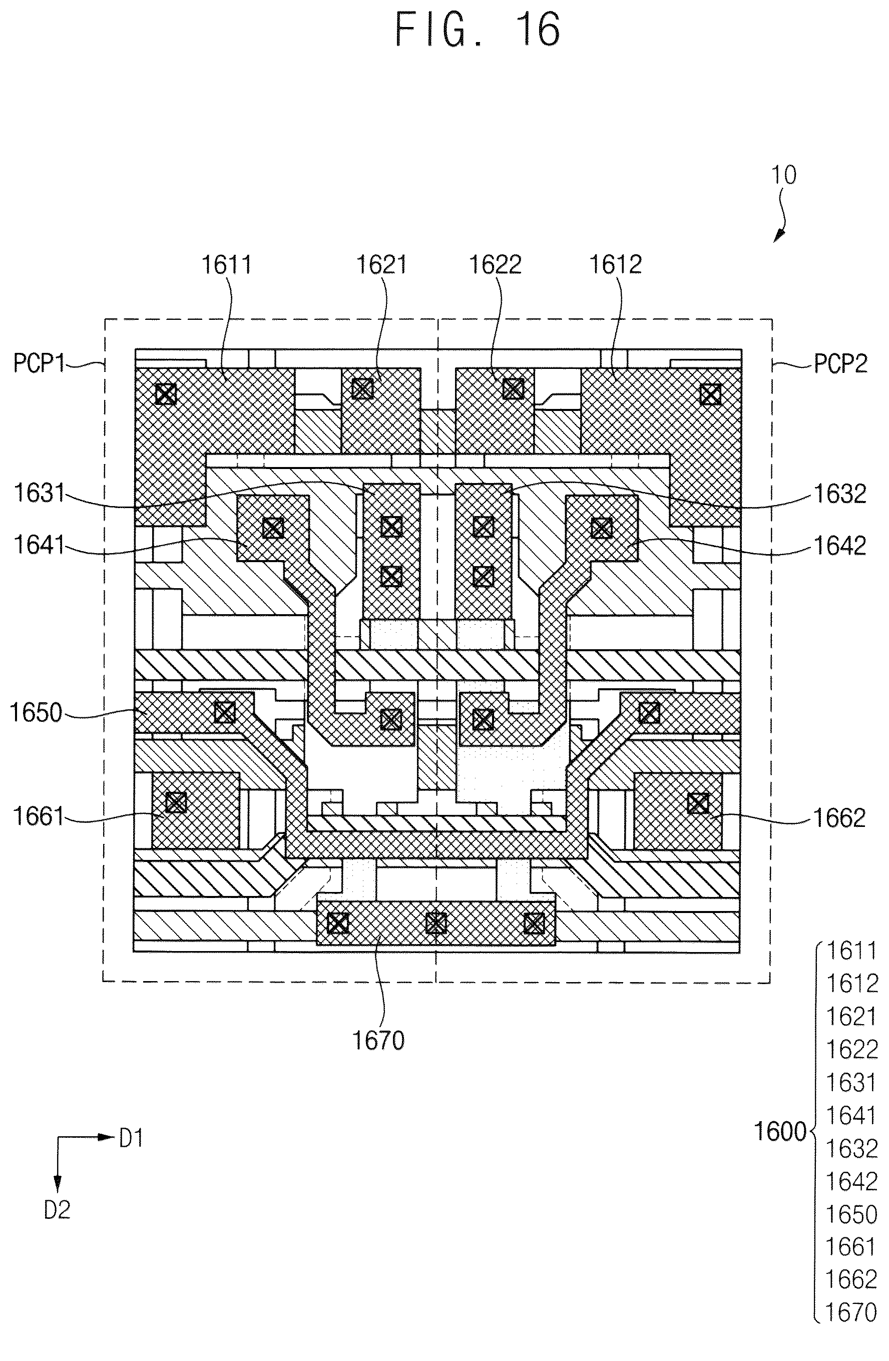 Patent US12610700 Figure 16 – Display device including lower pattern