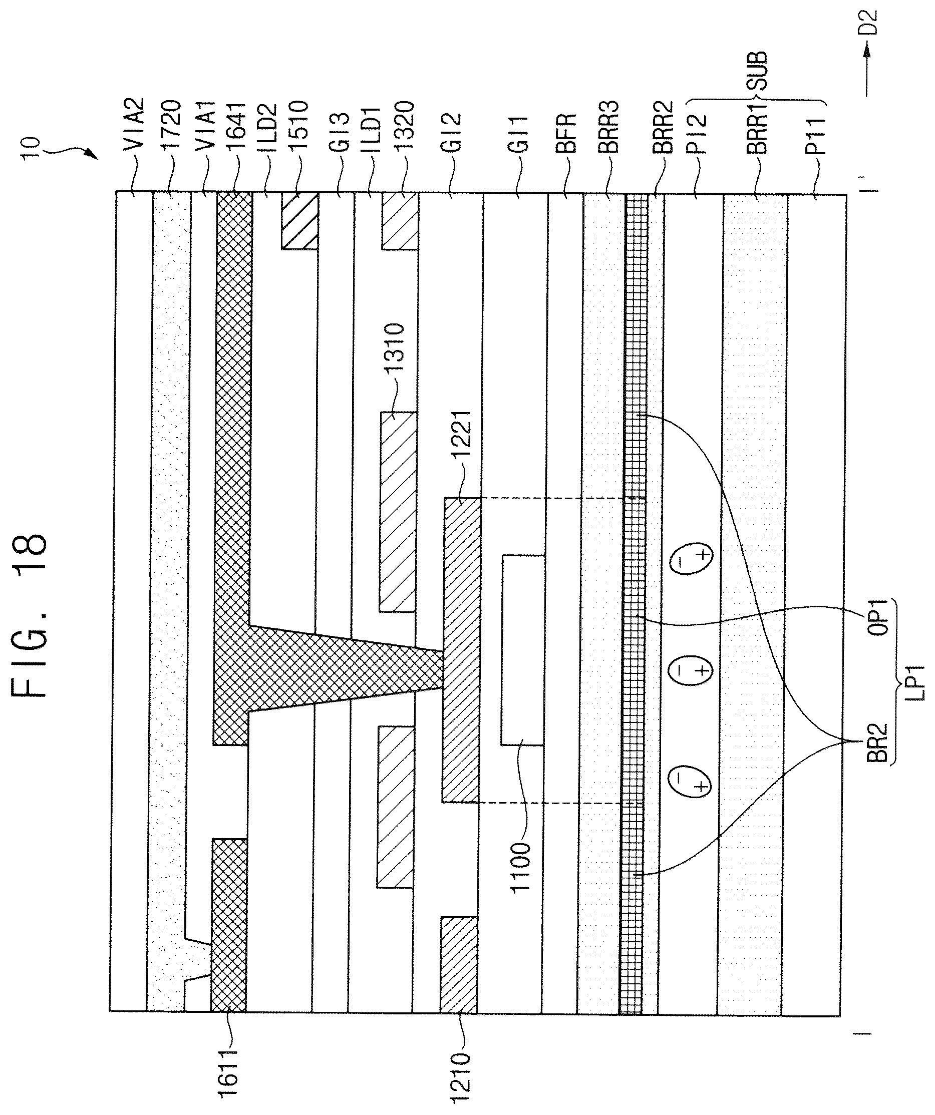 Patent US12610700 Figure 18 – Display device including lower pattern